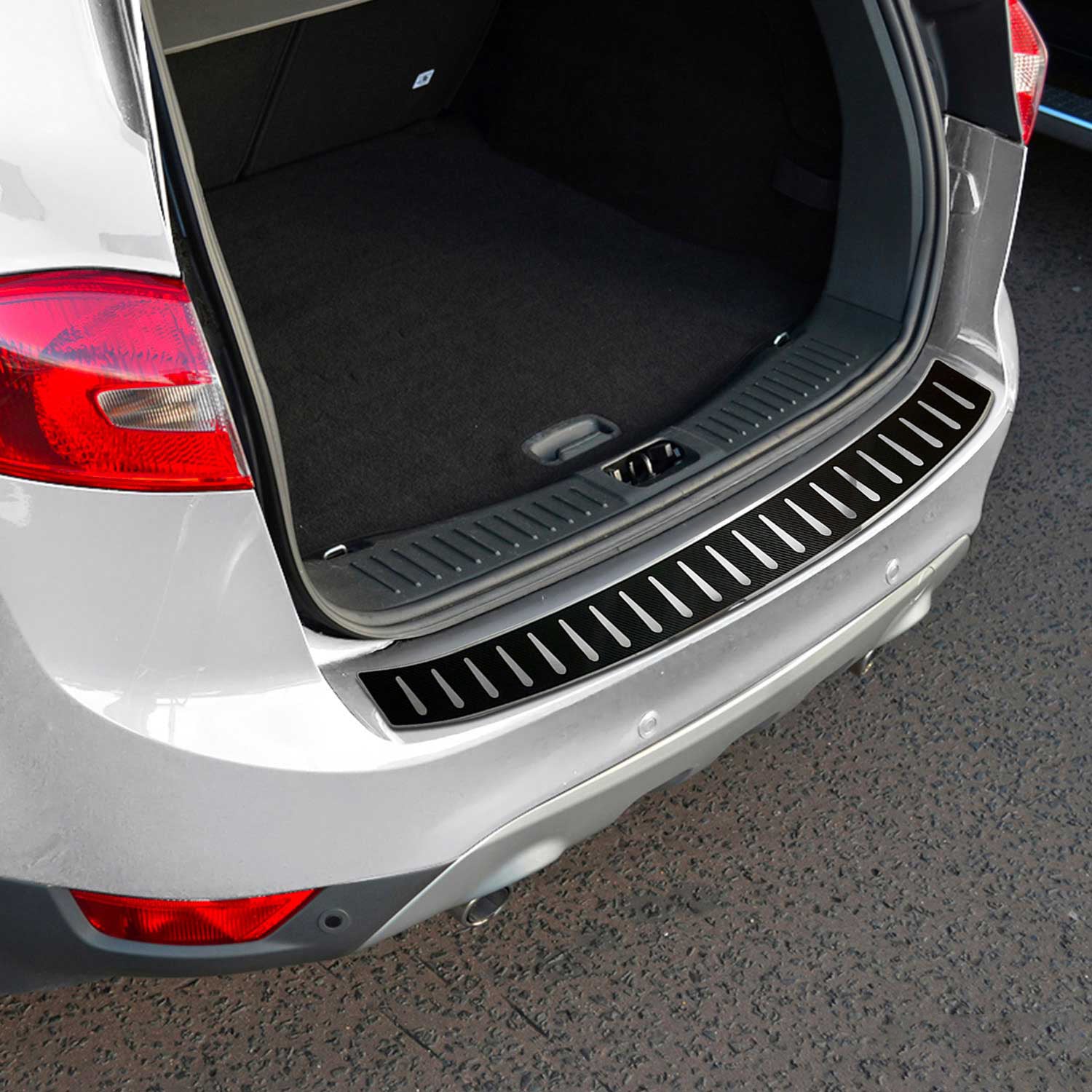 Protector de Parachoques Trasero para Ford Kuga I 2008-12 Acabado Carbono Acero