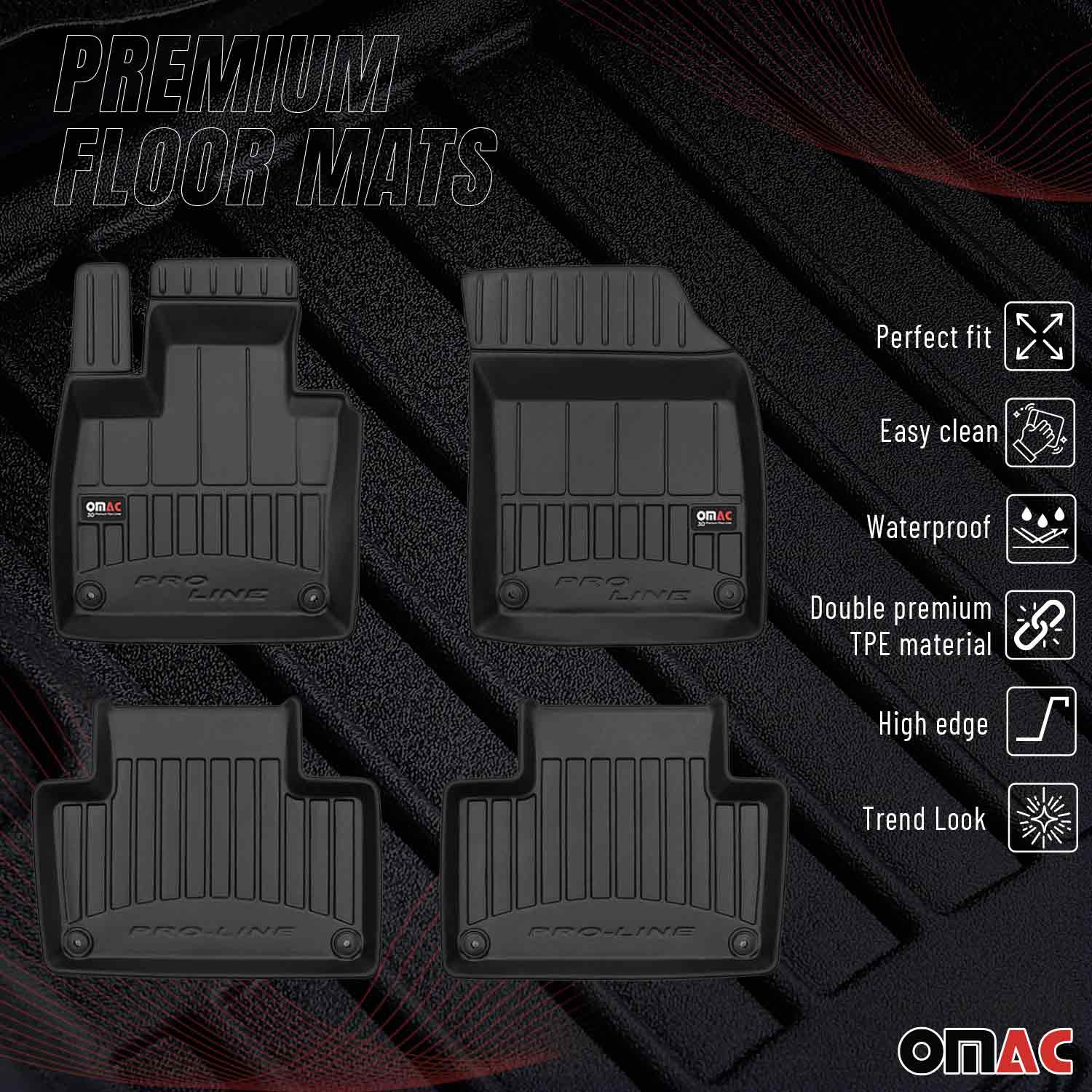 OMAC Premium Alfombrillas De Coche para Volvo XC90 2014-2024 Negro TPE Goma 4Pza