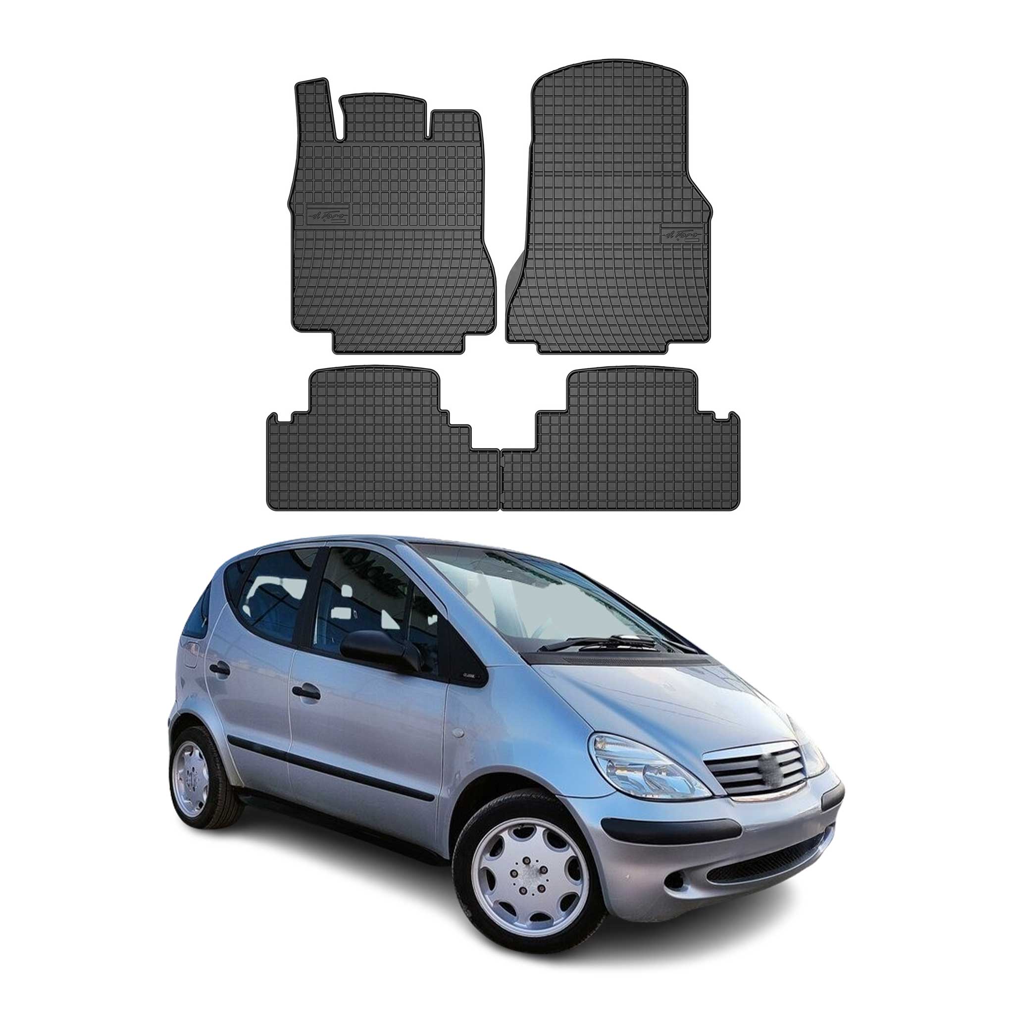 OMAC Alfombrillas De Coche para Mercedes A Class W168 1997-2004 Negro Goma 4Pza