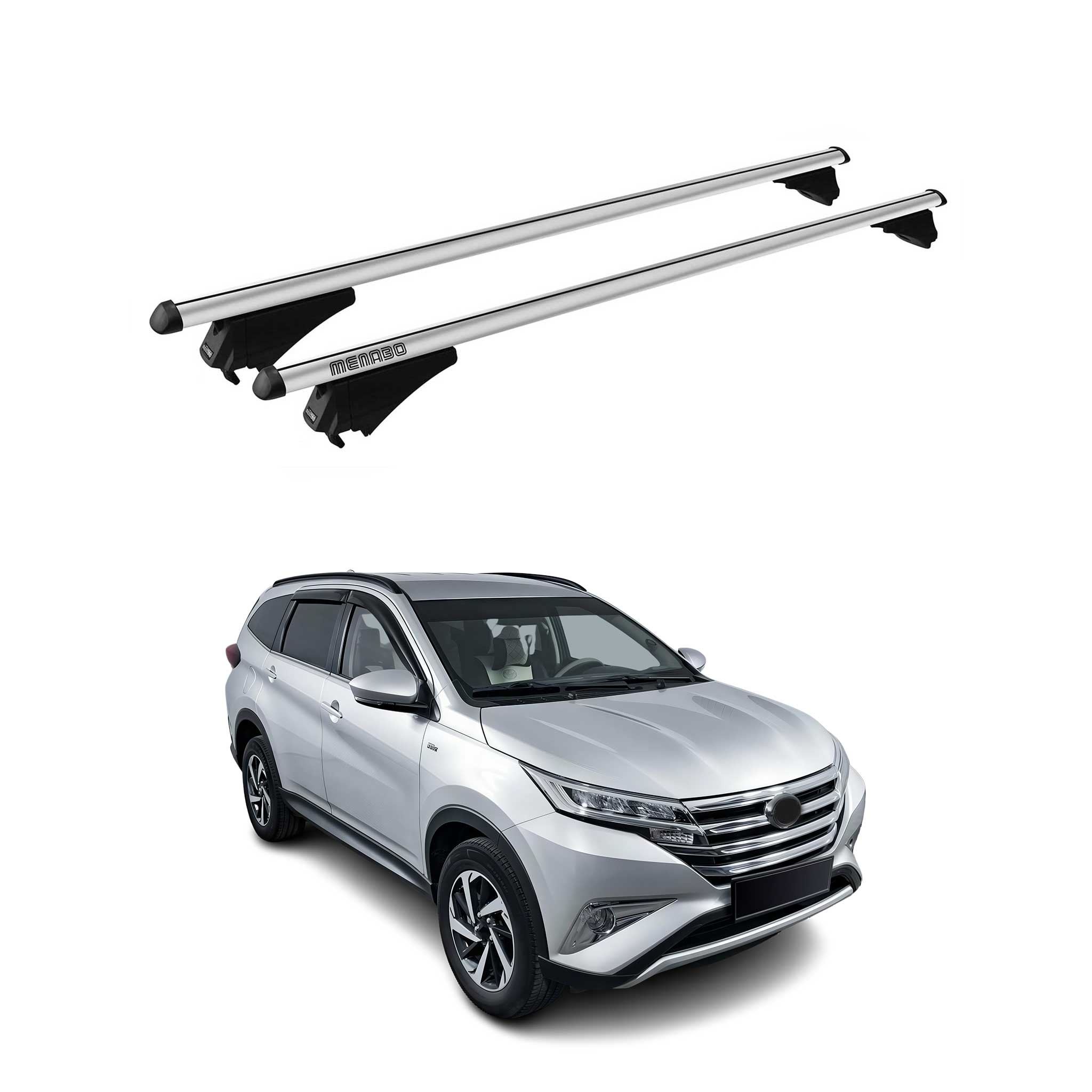 Menabo Barras de Techo Coche Baca para Toyota Rush F800 2017-2025 Gris Alu 2Pza