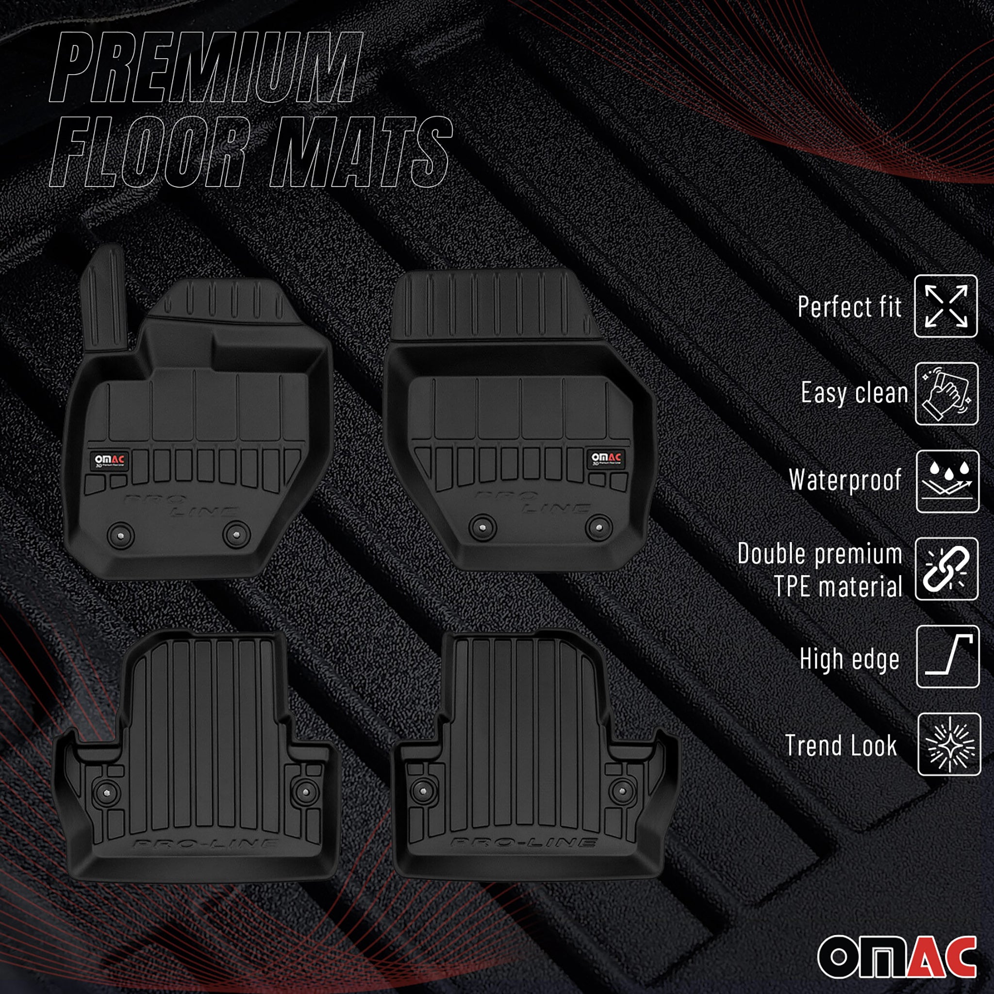 OMAC Premium Alfombrillas De Coche para Volvo V60 Cross Country 2014-2018 TPE 4x