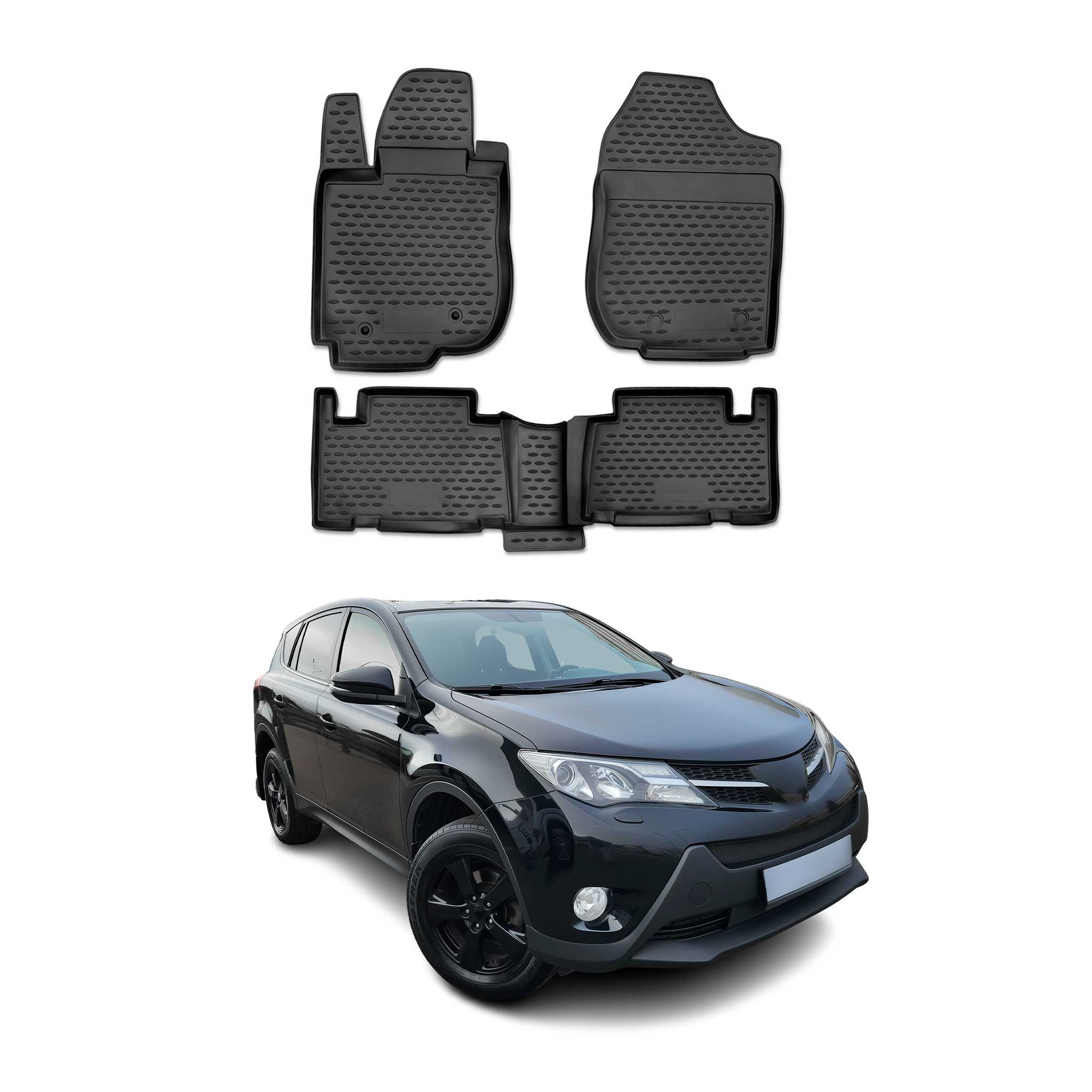 OMAC Alfombrillas De Coche para Toyota RAV4 2006-2013 Negro Goma TPE 4Pza