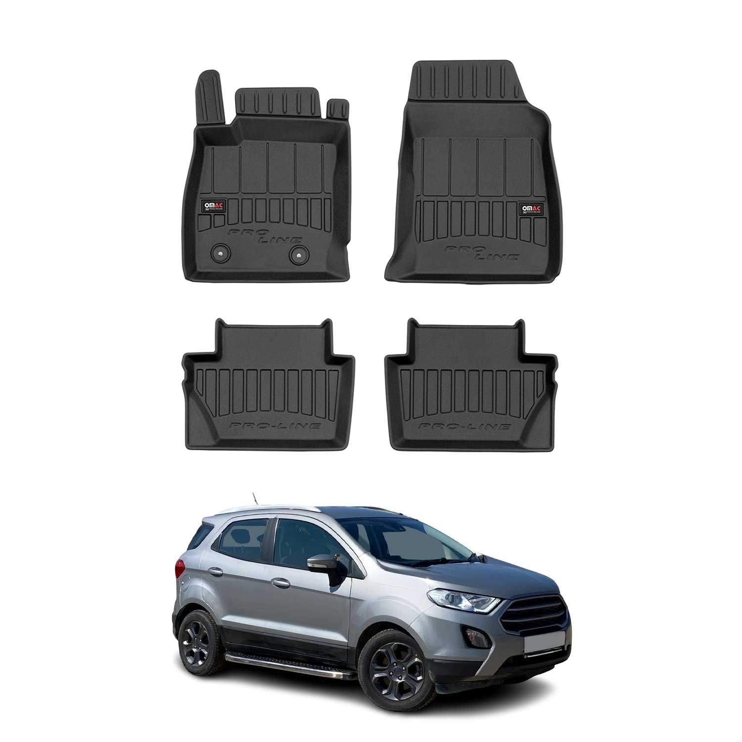 OMAC Premium Alfombrillas De Coche para Ford Ecosport 2014-2024 TPE Goma 4x