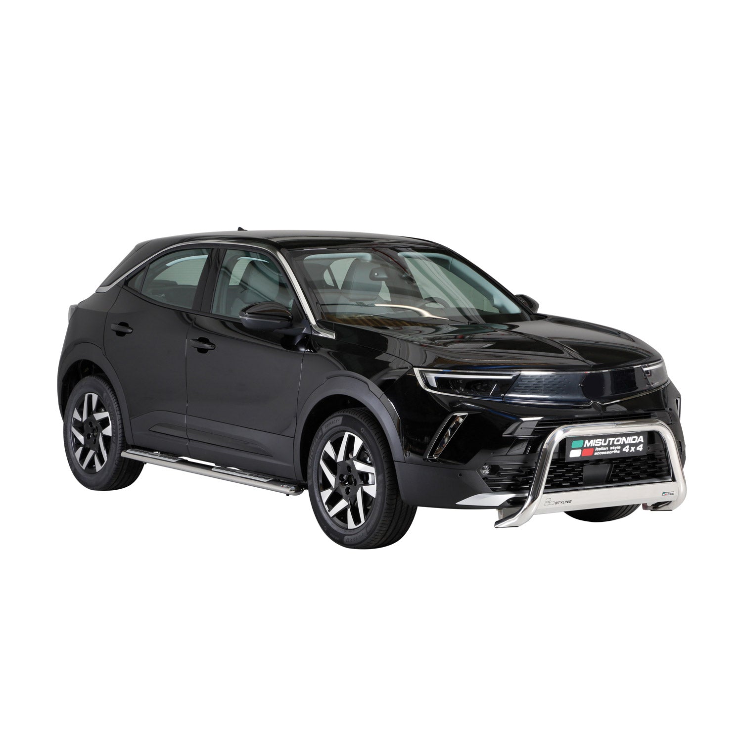 Par de Estribos Barras Laterales para Opel Mokka 2021-2025 Plata Acero 2x