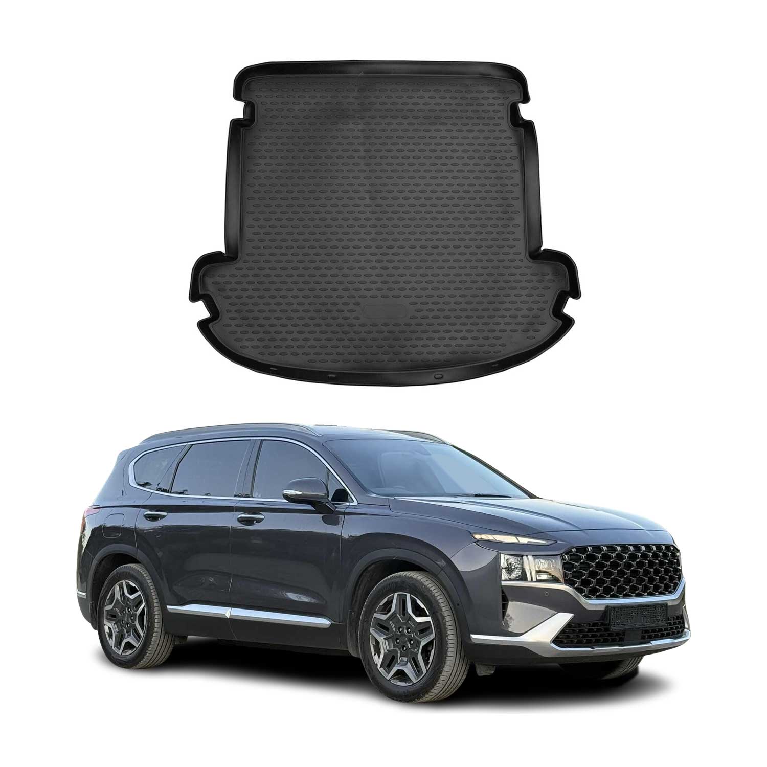 OMAC Bandeja Maletero Alfombrilla para Hyundai Santa Fe 2018-2021 7-Asiento TPE