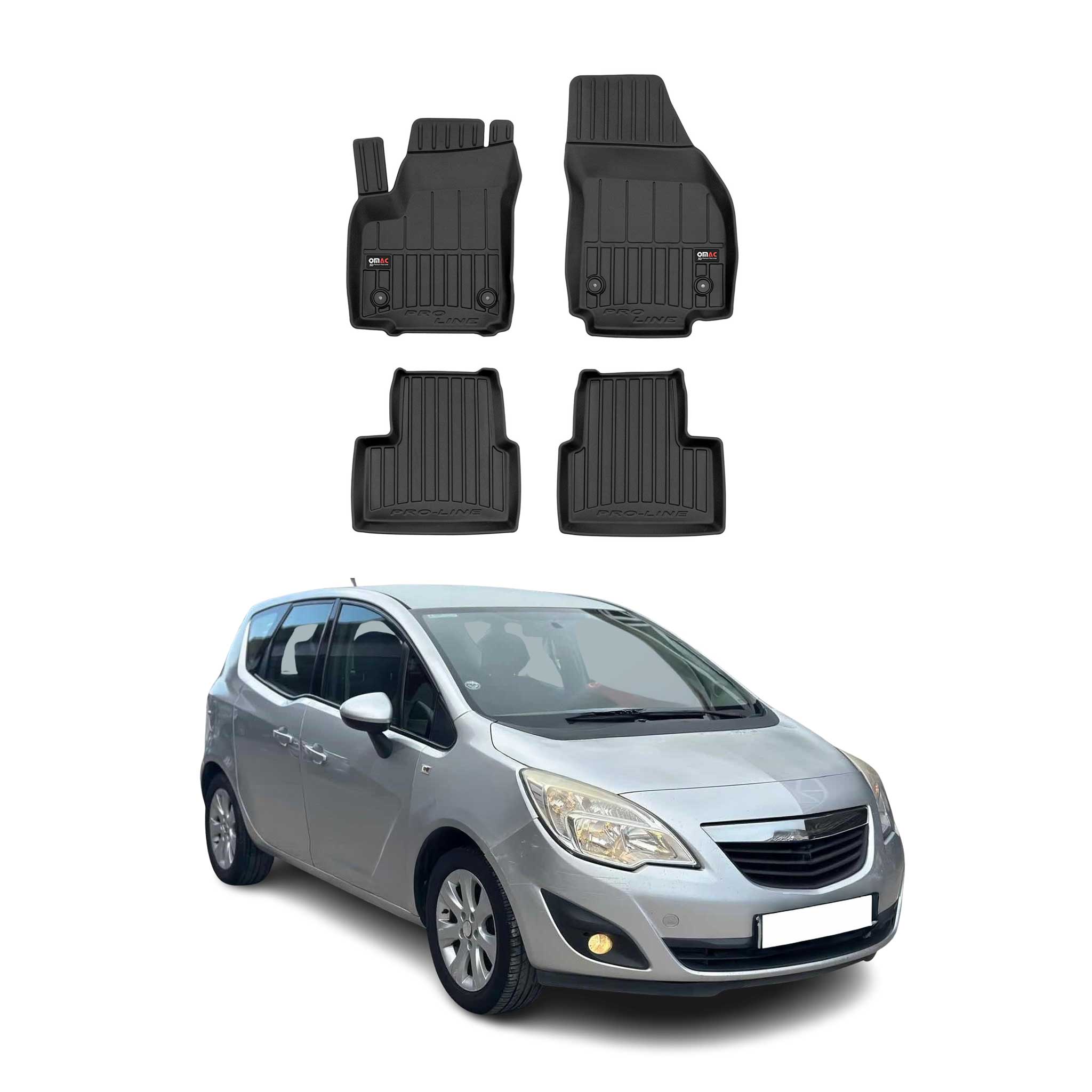 OMAC Premium Alfombrillas De Coche para Opel Meriva B 2010-2017 TPE Goma 4x