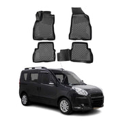OMAC Alfombrillas De Coche para Fiat Doblo 2010-2021 Negro Goma TPE 4Pza