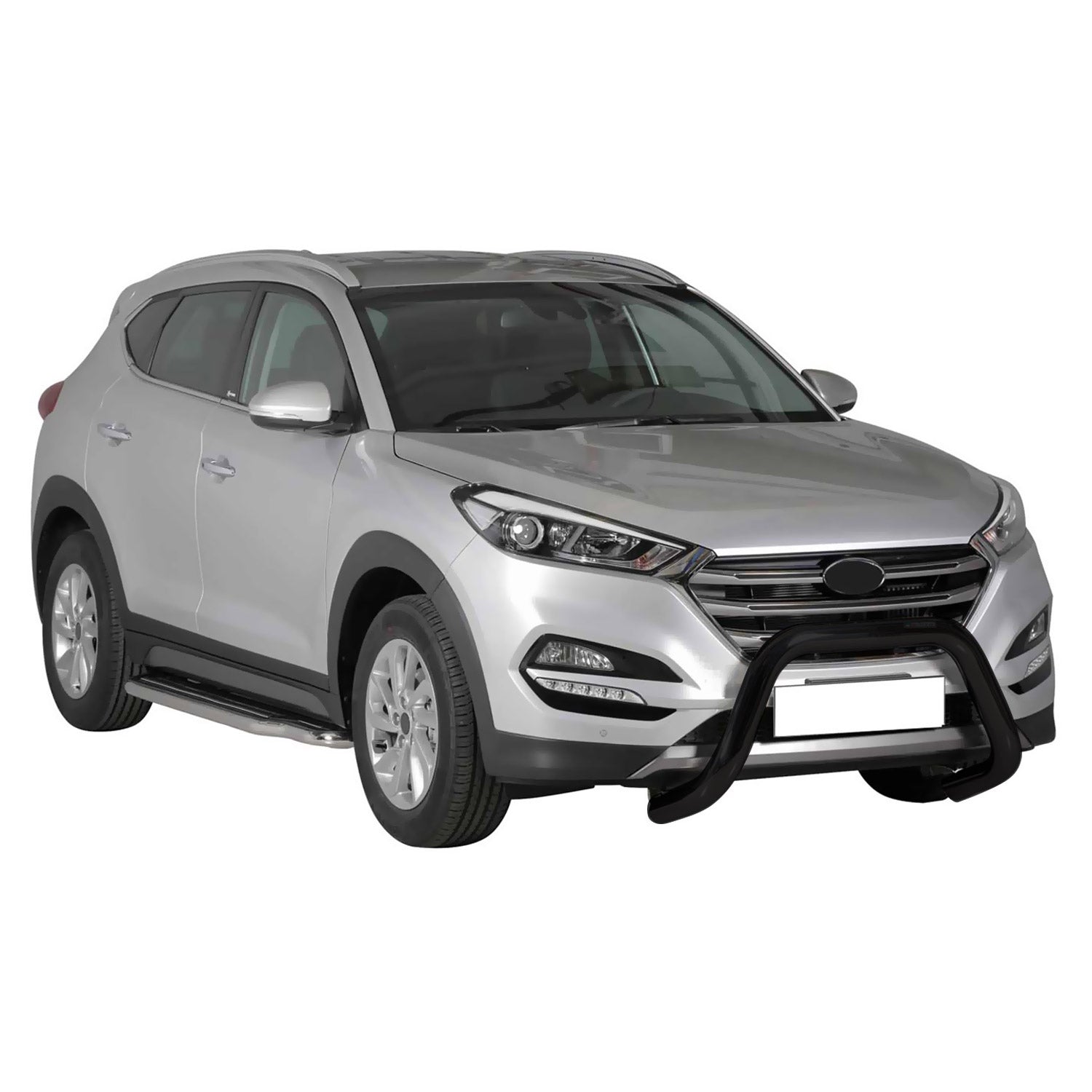 Bull Barra Frontal para Hyundai Tucson 2015-2018 Negro Brillante Acero