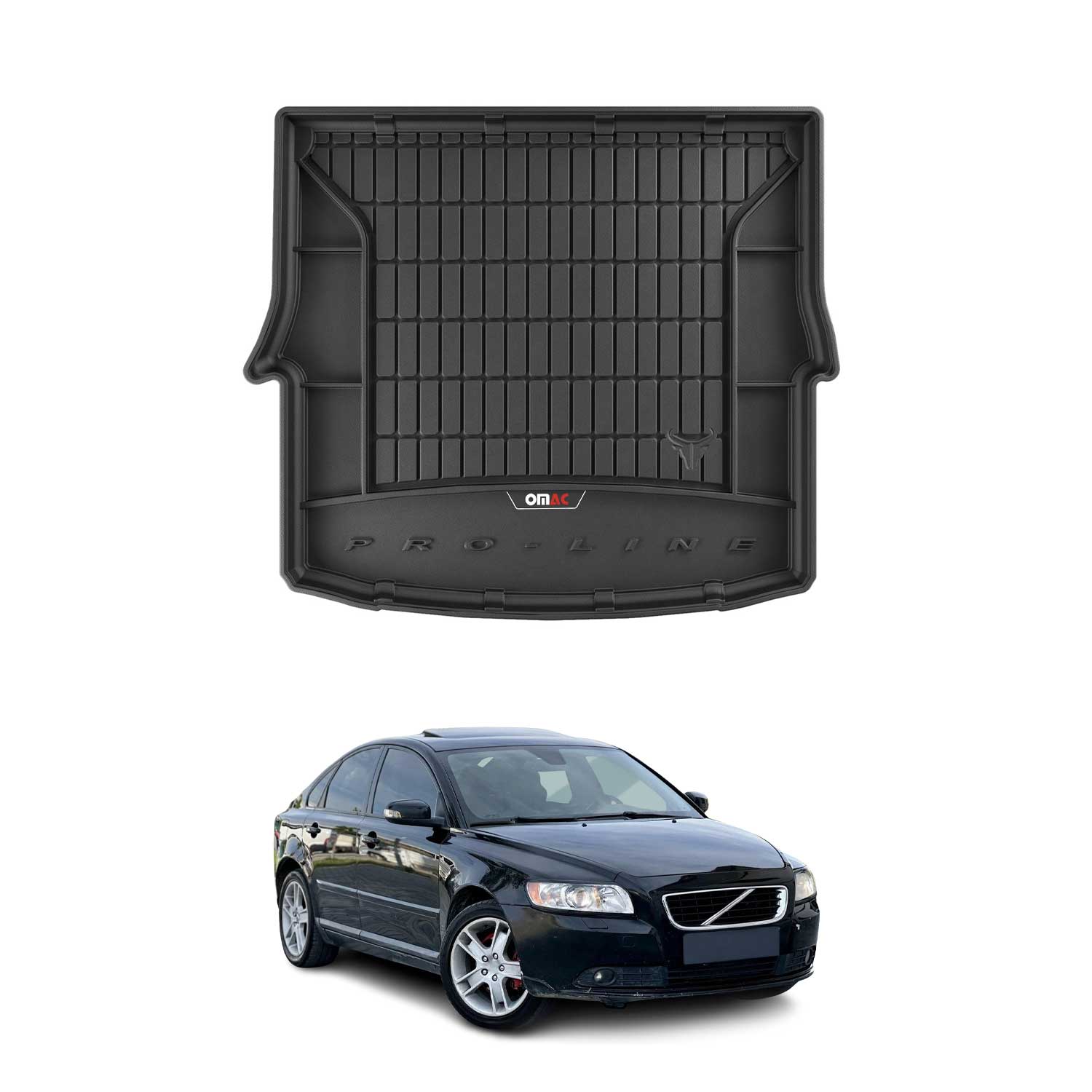 OMAC Premium Bandeja Maletero Alfombrilla para Volvo S40 2004-2012 Negro TPE