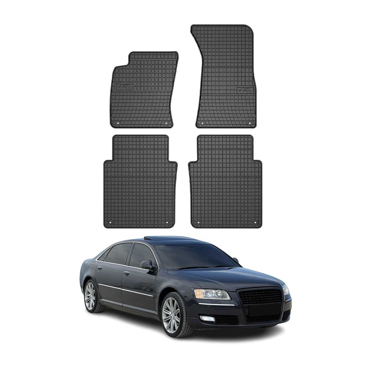 OMAC Alfombrillas De Coche para Audi A8 D3 Long 2002-2010 Negro Goma 4x