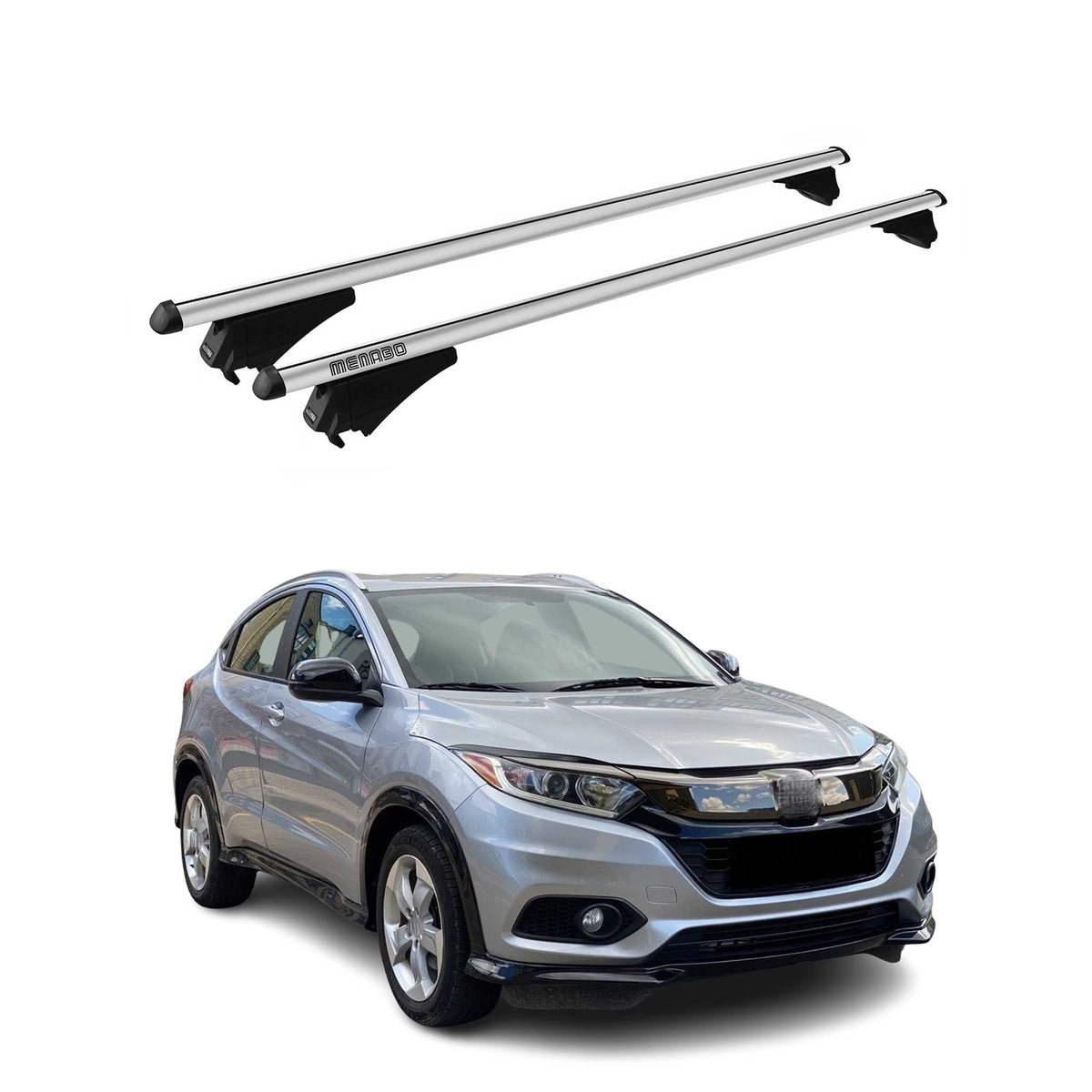 Menabo Barras de Techo Coche Baca para Honda HR-V 2015-2020 Gris Aluminio 2Pza