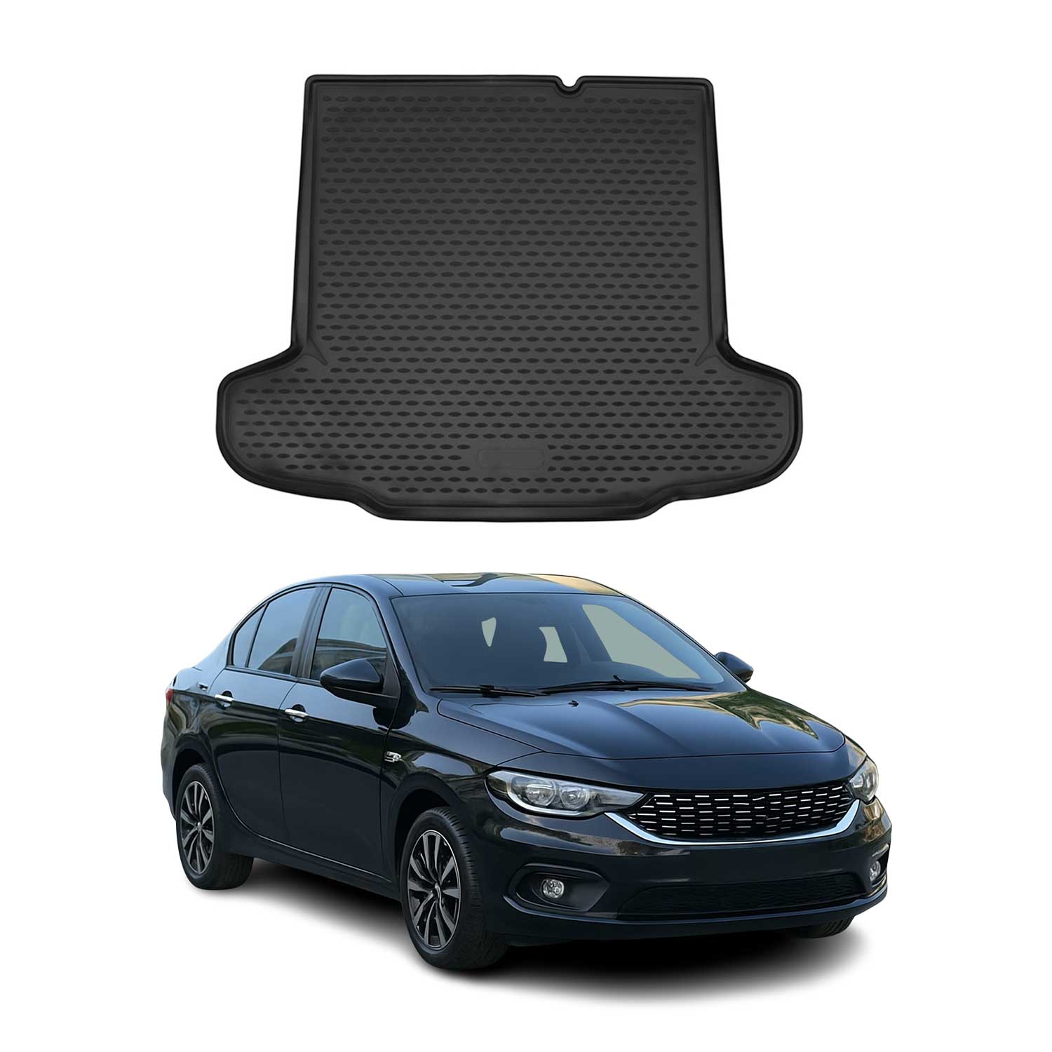 OMAC Bandeja Maletero Alfombrilla para Fiat Tipo Sedán 2015-2025 Negro Goma TPE