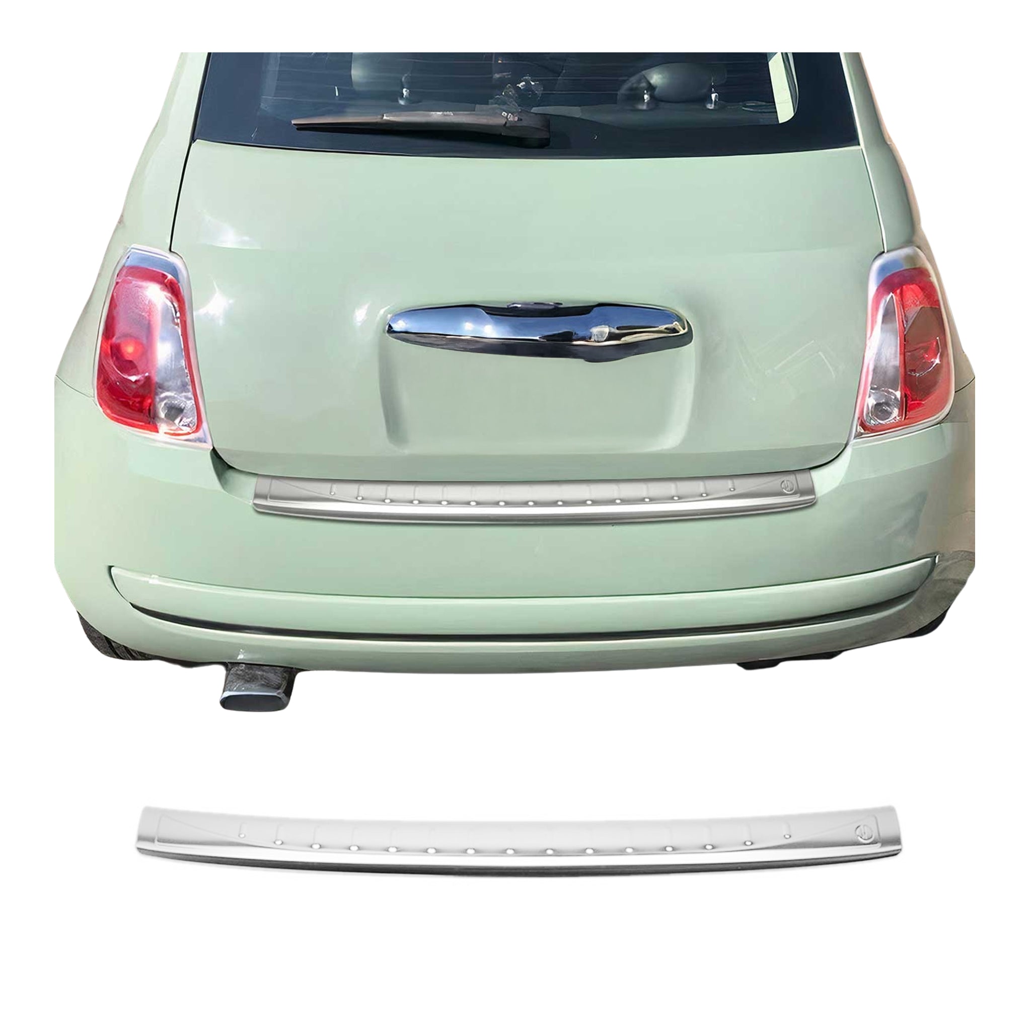 Protector de Parachoques Trasero para Fiat 500 500C 2007-2024 Acero cepillado