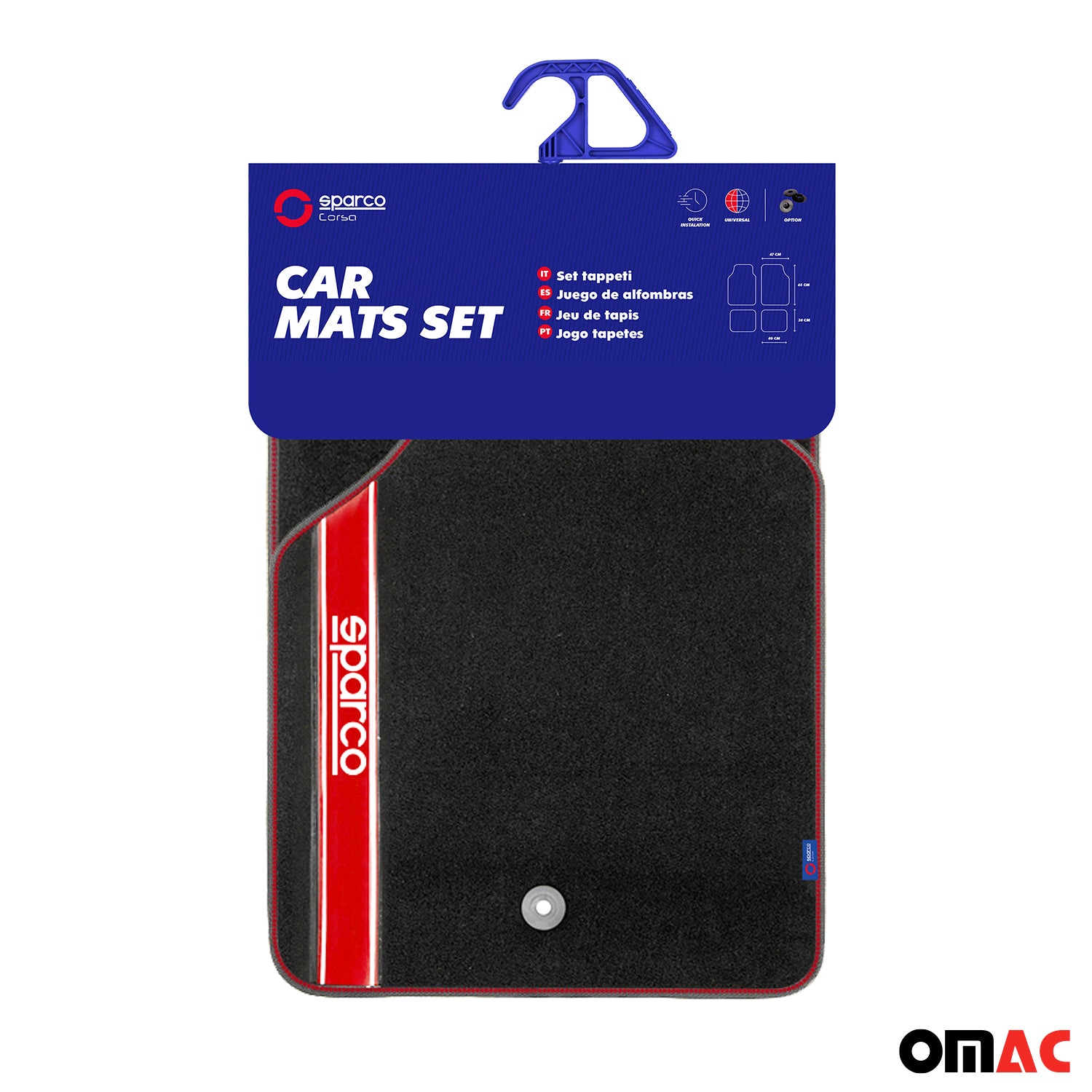 Sparco Alfombrillas De Coche Universal Rojo 4Pza