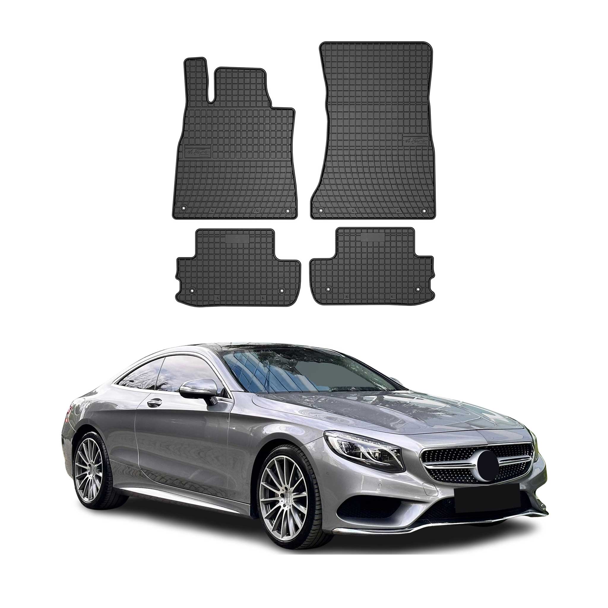 OMAC Alfombrillas De Coche para Mercedes S Class W222 Cupé 2013-2020 Goma 4x