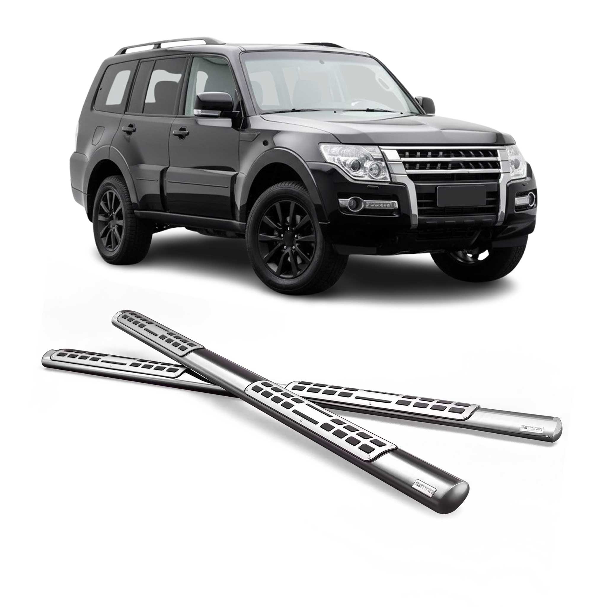 Estribos Barras Laterales para Mitsubishi Pajero 5puertas 2007-2021 Plata Acero