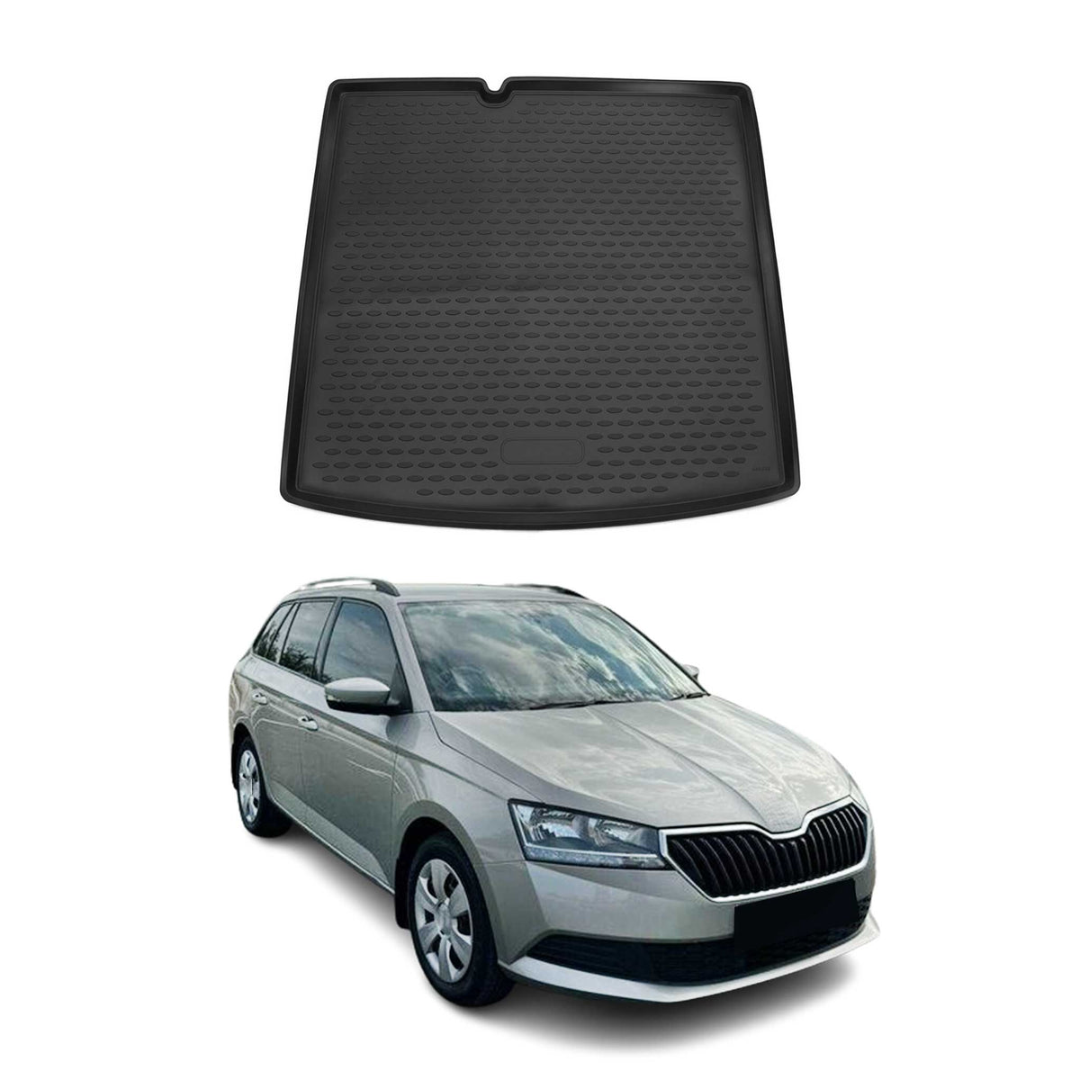 OMAC Bandeja Maletero Alfombrilla para Skoda Fabia NJ 2015-2018 Negro Goma TPE