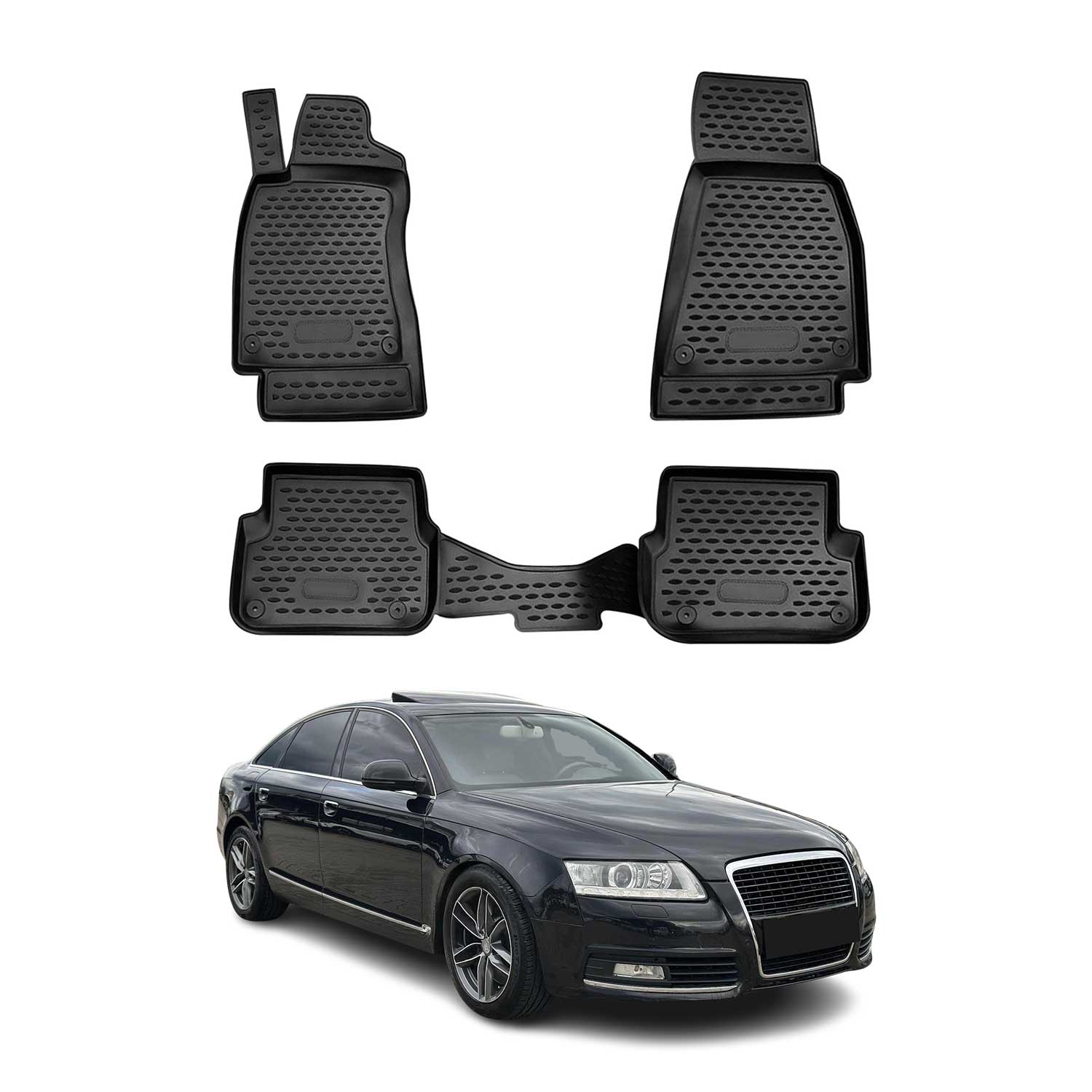 OMAC Alfombrillas De Coche para Audi A6 C6 2008-2011 Negro Goma TPE 4Pza