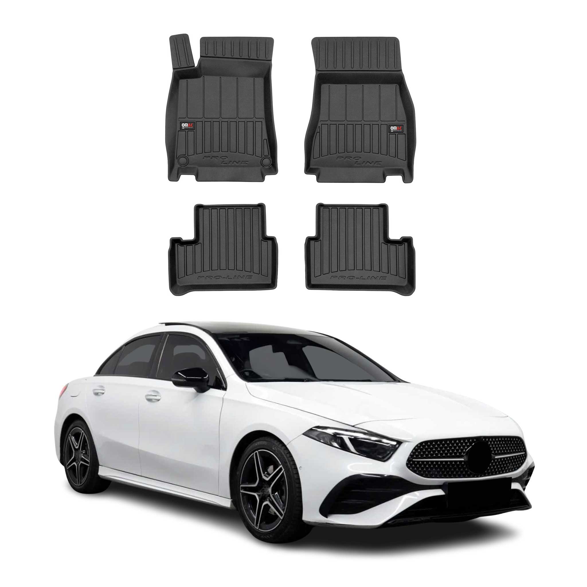 OMAC Premium Alfombrillas De Coche para Mercedes A Class W177 2018-2025 Goma 4x