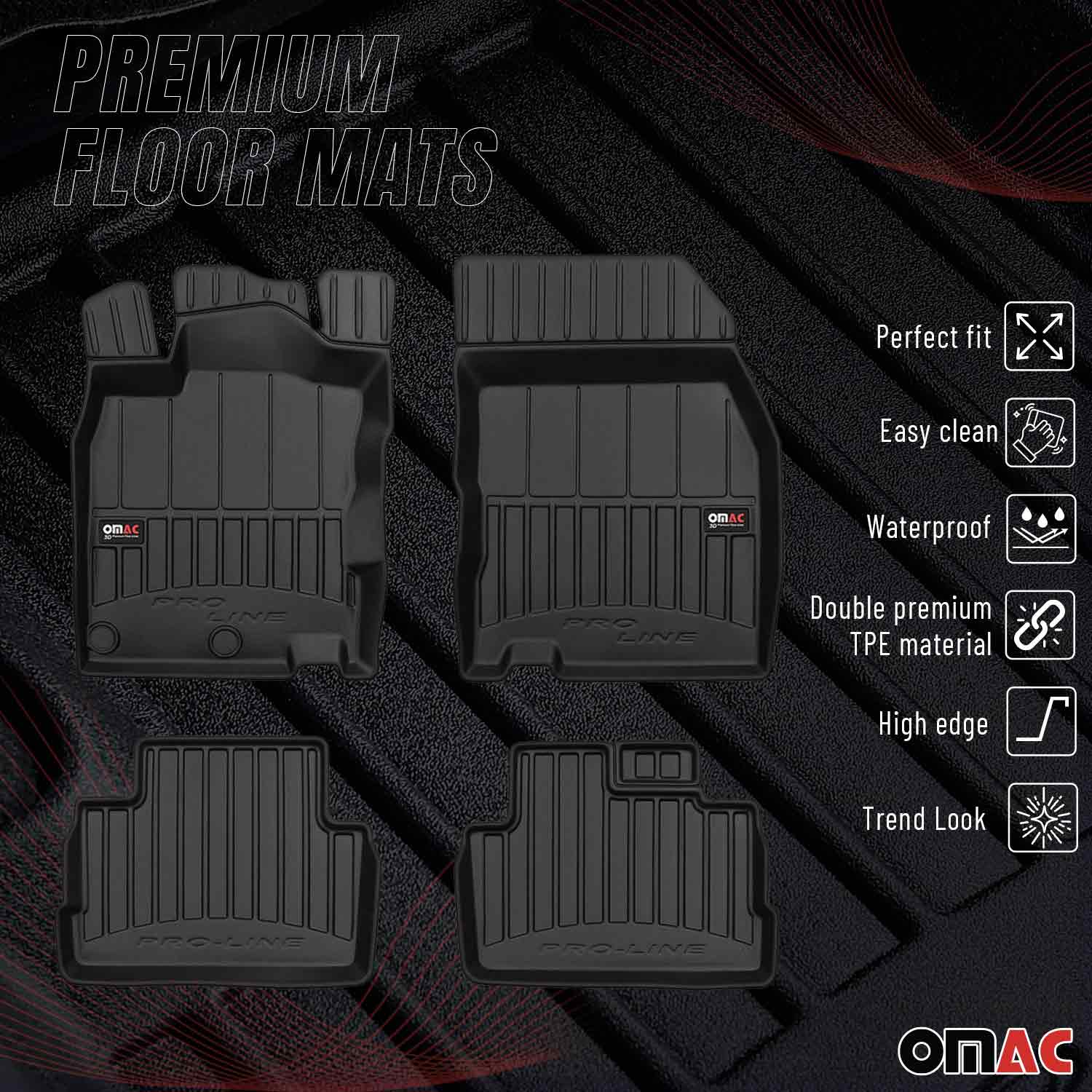 OMAC Premium Alfombrillas De Coche para Nissan Qashqai J11 2014-2021 TPE Goma 4x