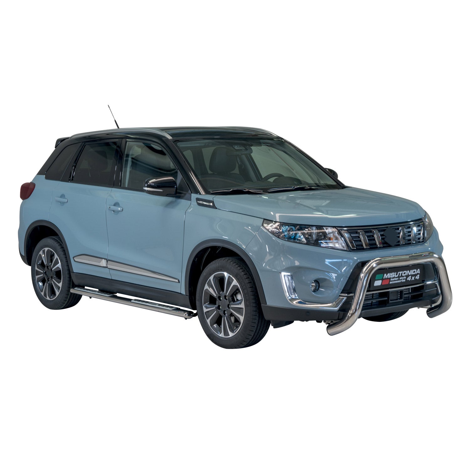 Par de Estribos Barras Laterales para Suzuki Vitara 2019-2025 Plata Acero 2x