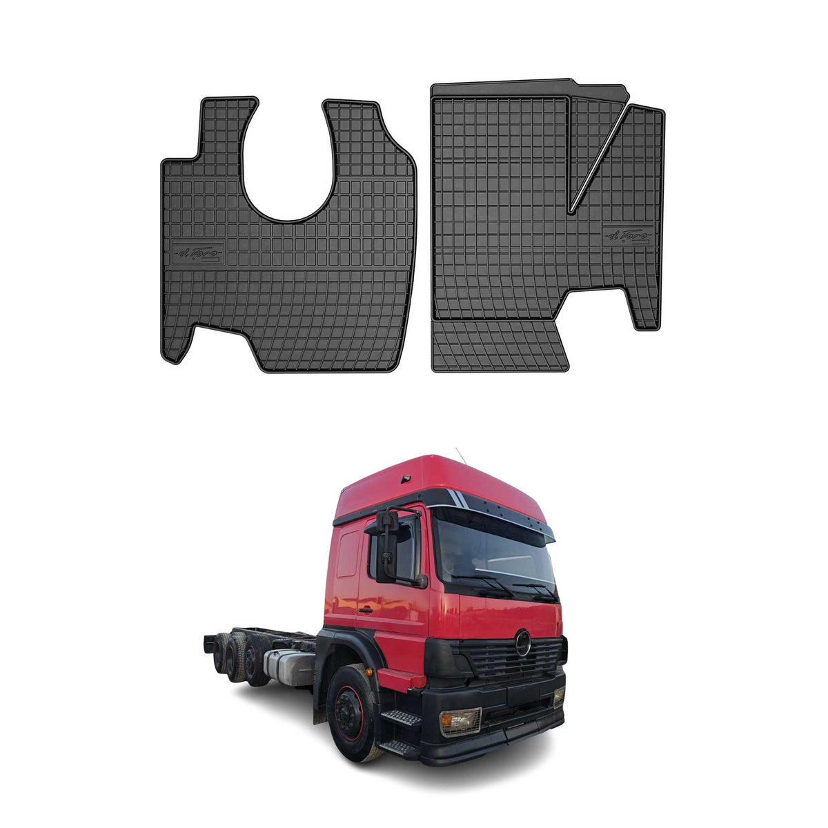 OMAC Alfombrillas De Coche para Mercedes Axor 1999-2004 Negro Goma 2Pza