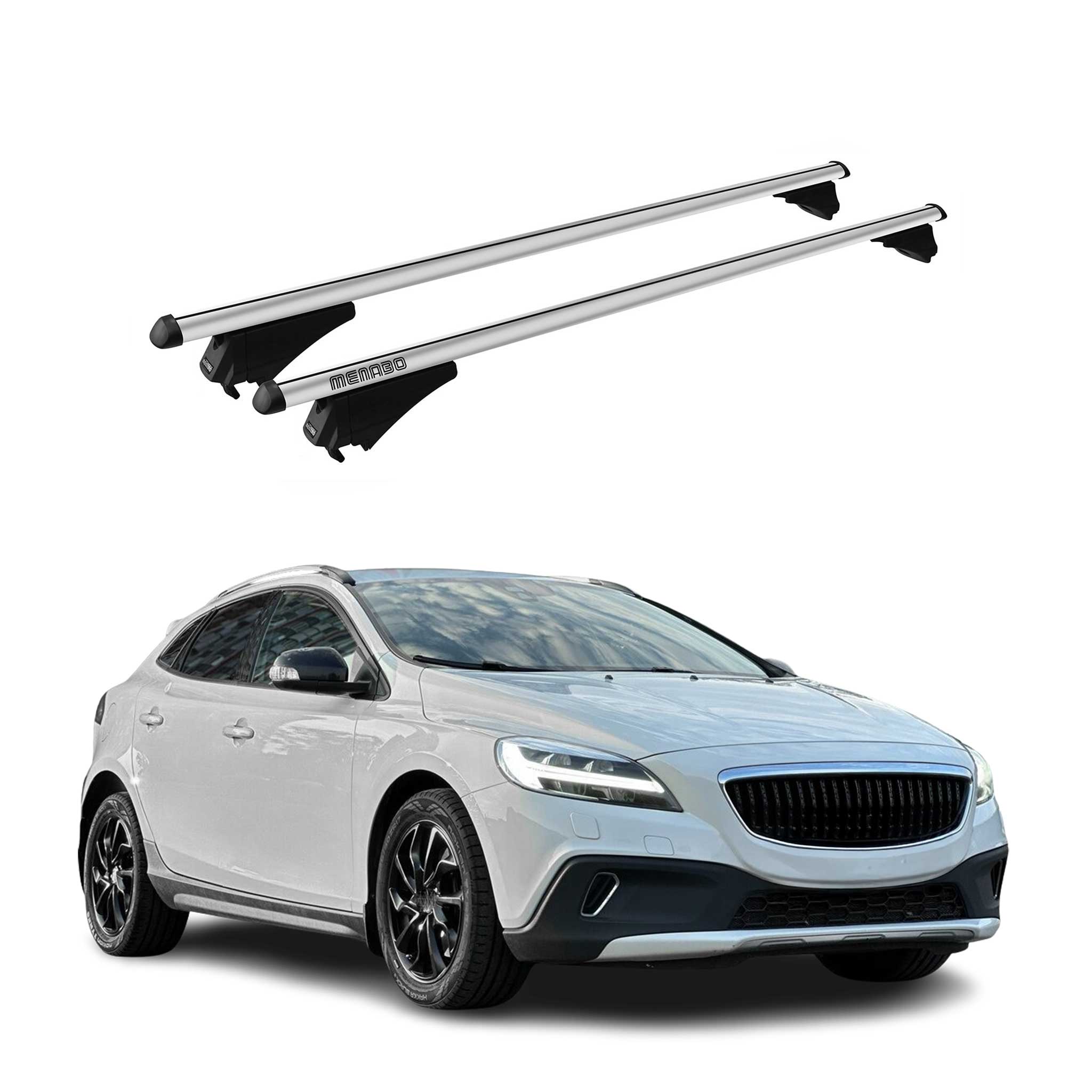 Menabo Barras de Techo Coche Baca para Volvo V40 Cross Country 2013-2019 Gris