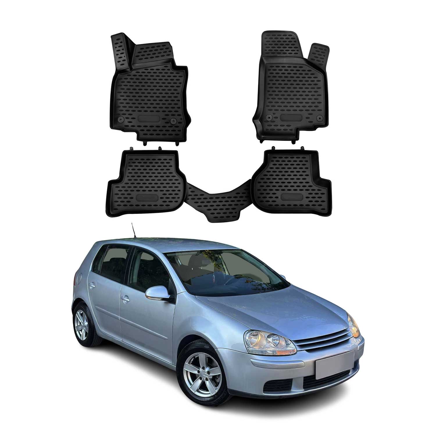 OMAC Alfombrillas De Coche para VW Golf Mk5 Familiar 2007-2009 Negro Goma TPE 4x