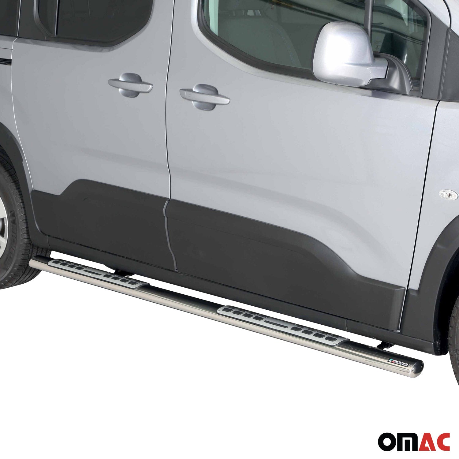 Par de Estribos Barras Laterales para Peugeot Rifter 2018-2025 Mitte Plata Acero