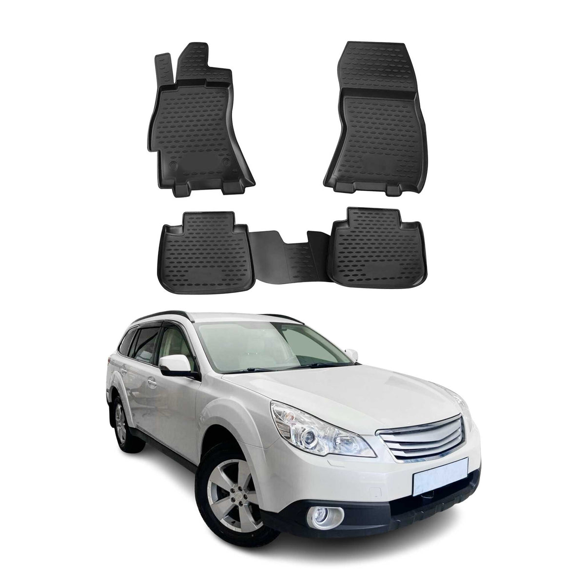 OMAC Alfombrillas De Coche para Subaru Outback 2009-2014 Negro Goma 4Pza