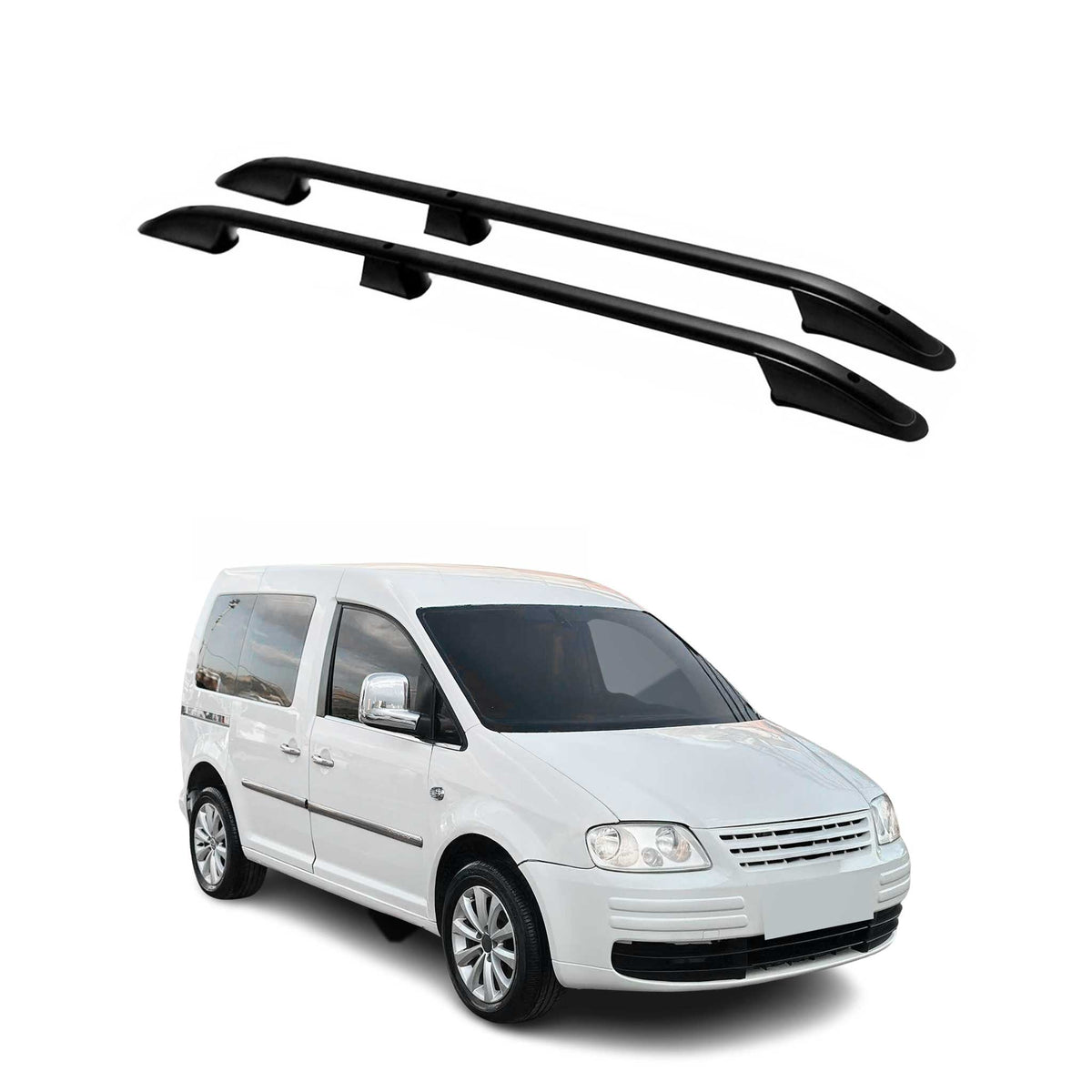 Rieles & Barras de Techo para VW Caddy 2003-2015 Corto Negro Aluminio 2Pza
