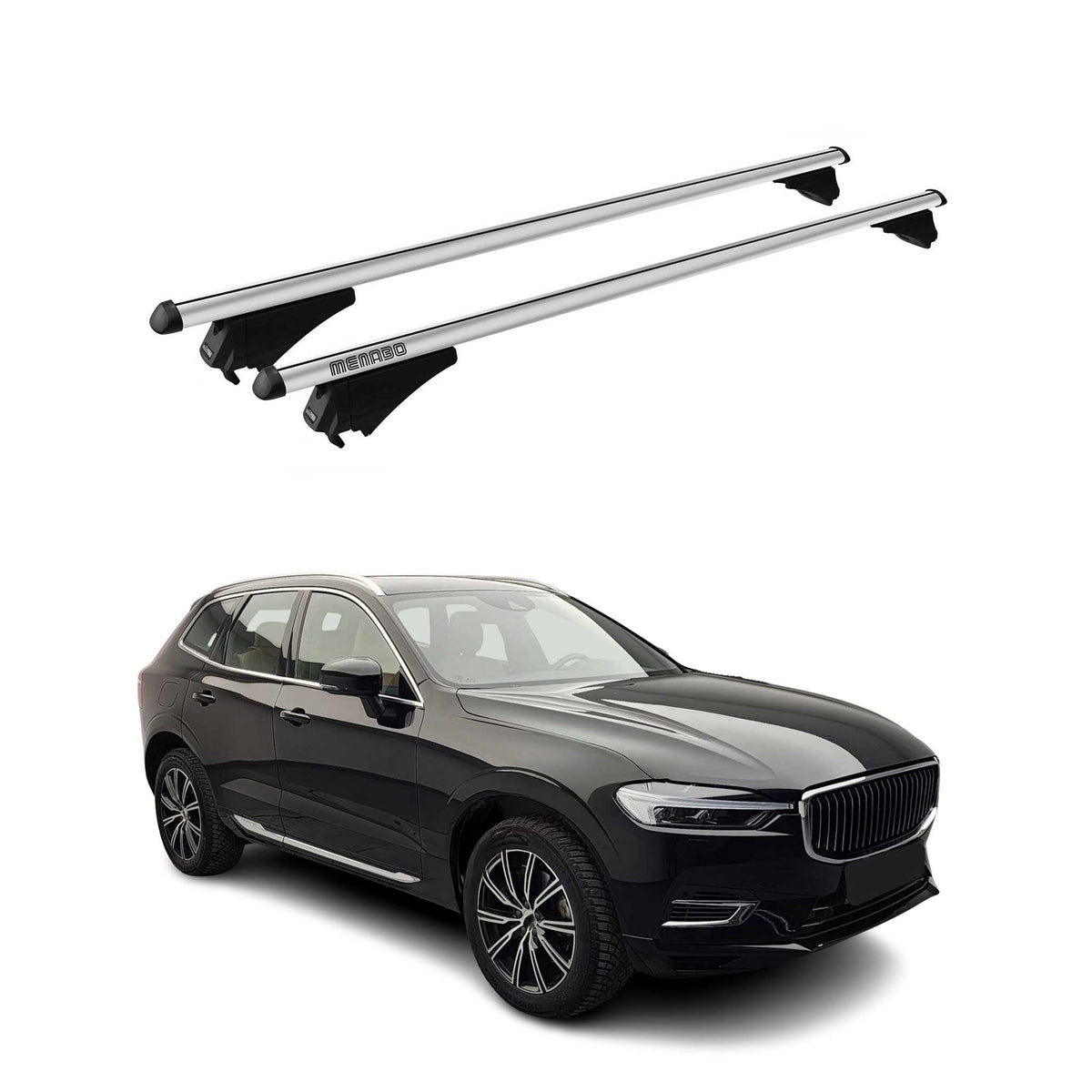 Menabo Barras de Techo Coche Baca para Volvo XC60 2017-2025 Gris Aluminio 2Pza