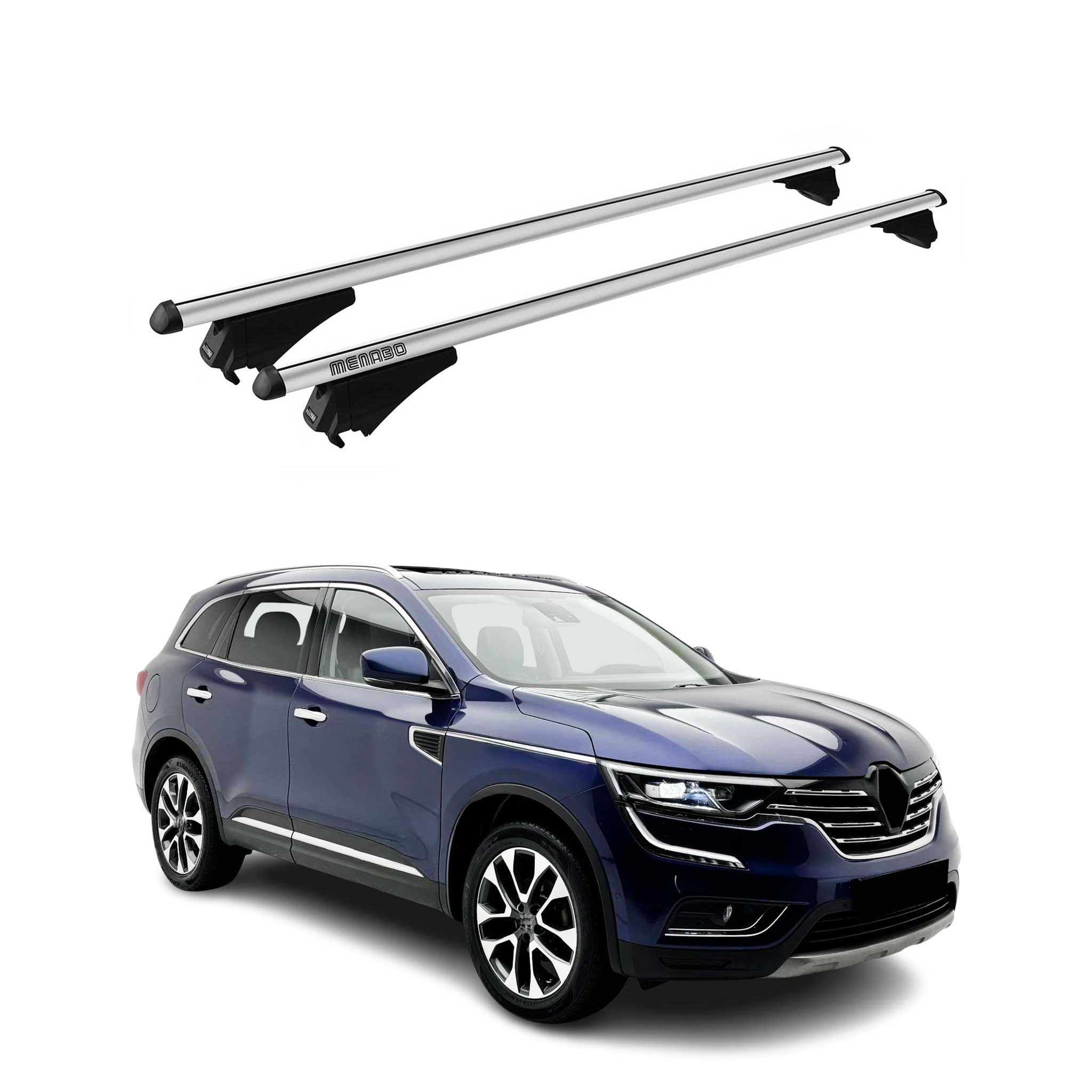 Menabo Barras de Techo Coche Baca para Renault Koleos 2017-2025 Gris Aluminio 2x