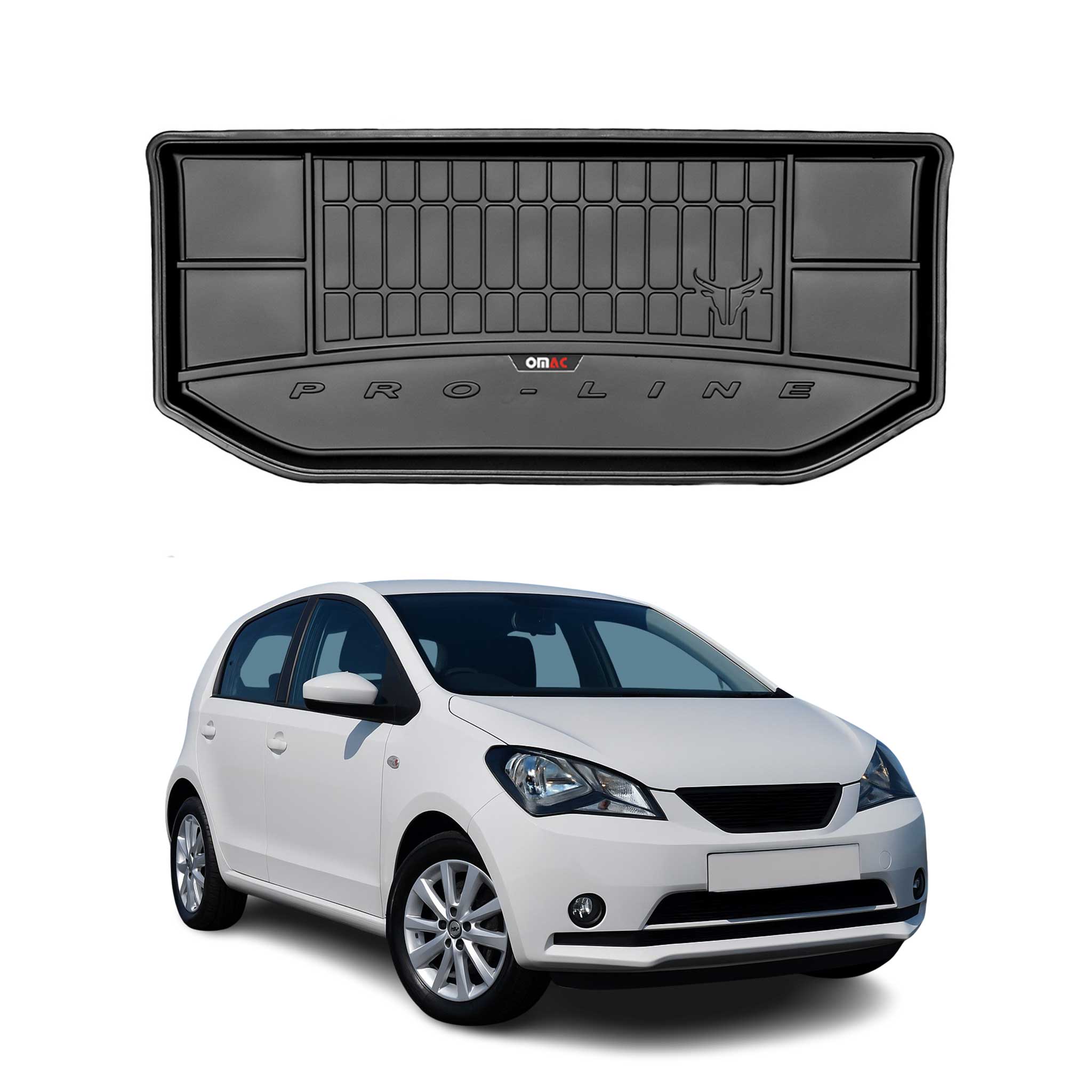 OMAC Premium Bandeja Maletero Alfombrilla para Seat Mii 2012-2025 Negro Goma TPE