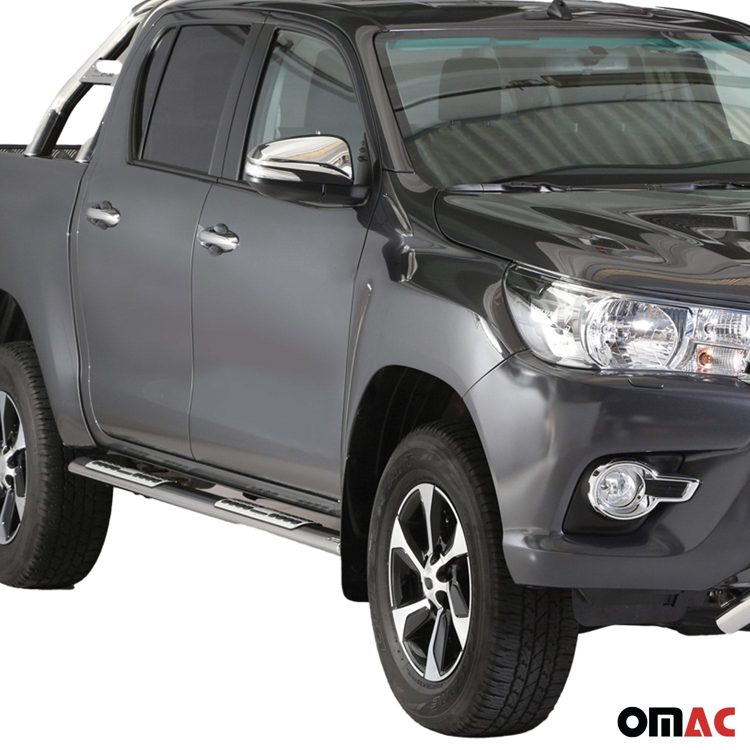 Estribos Barras Laterales para Toyota Hilux Double Cab 2016-2018 Plata Acero