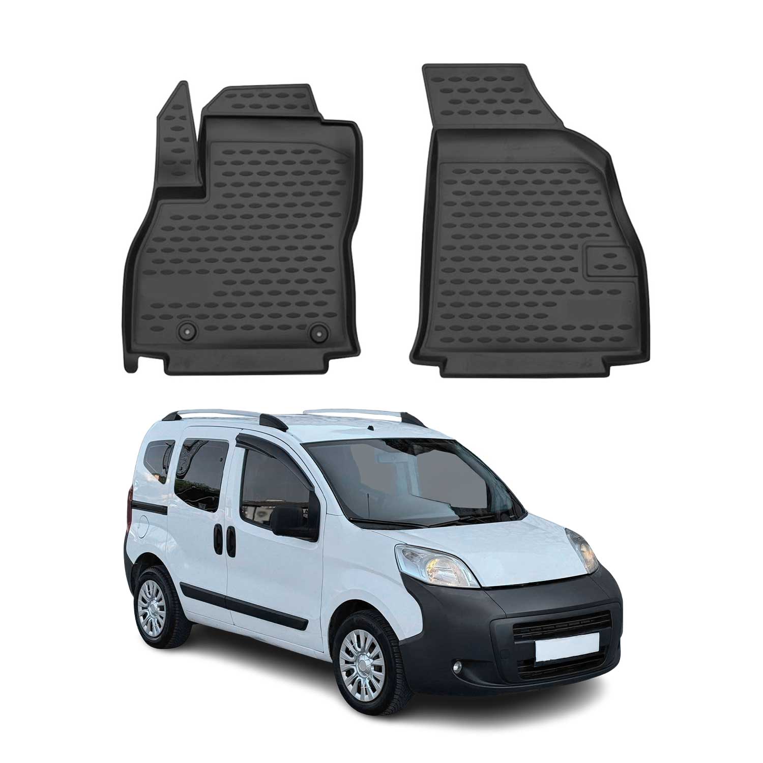OMAC Alfombrillas De Coche para Peugeot Bipper 2008-2021 Negro Goma TPE 2Pza
