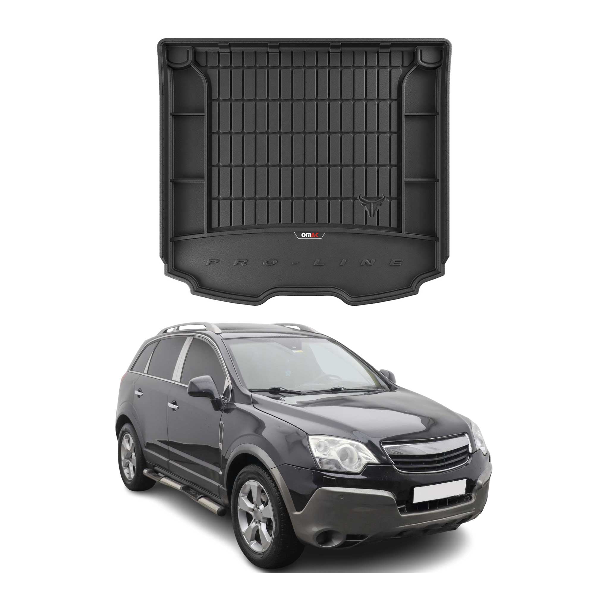OMAC Premium Bandeja Maletero Alfombrilla para Opel Antara 2006-2017 Negro TPE
