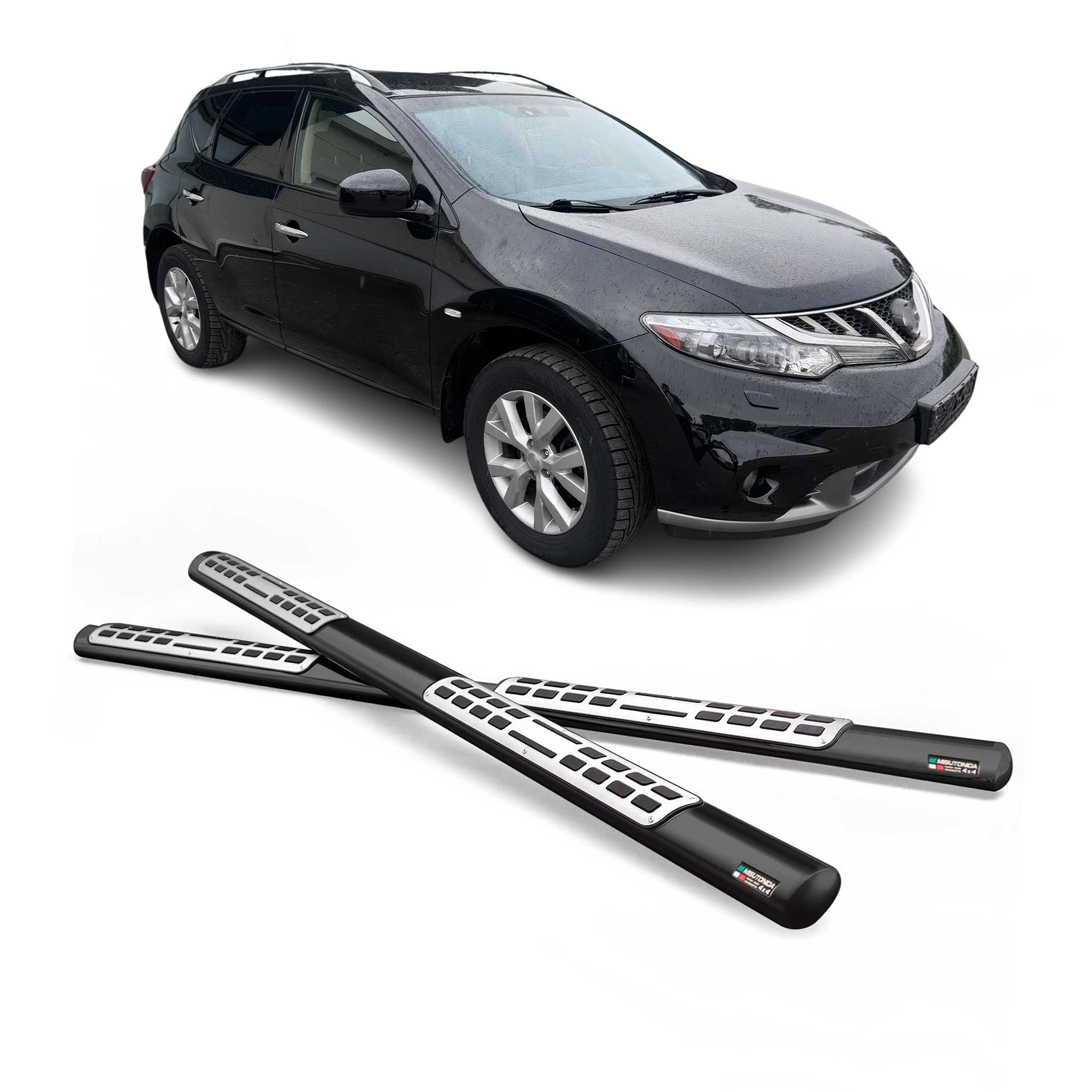 Par de Estribos Barras Laterales para Nissan Murano 2008-2014 Negro Acero