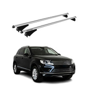 Menabo Barras Techo Coche Baca para VW Touareg 7P 2014-2018 Gris Aluminio 2Pza