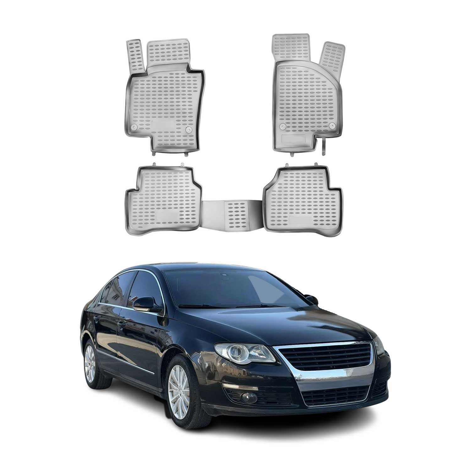 OMAC Alfombrillas De Coche para VW Passat 2005-2011 Gris Goma TPE 4Pza
