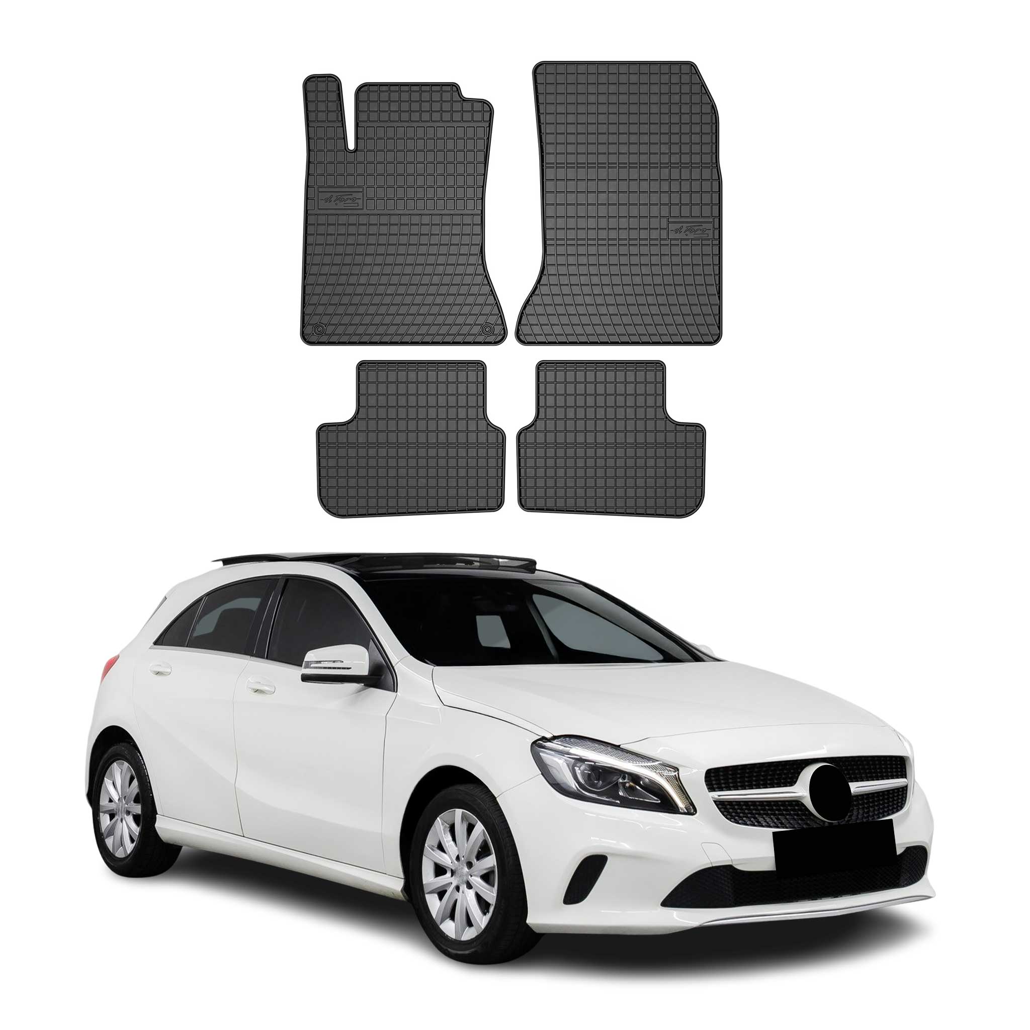 OMAC Alfombrillas De Coche para Mercedes A Class W176 2012-2018 Negro Goma 4Pza