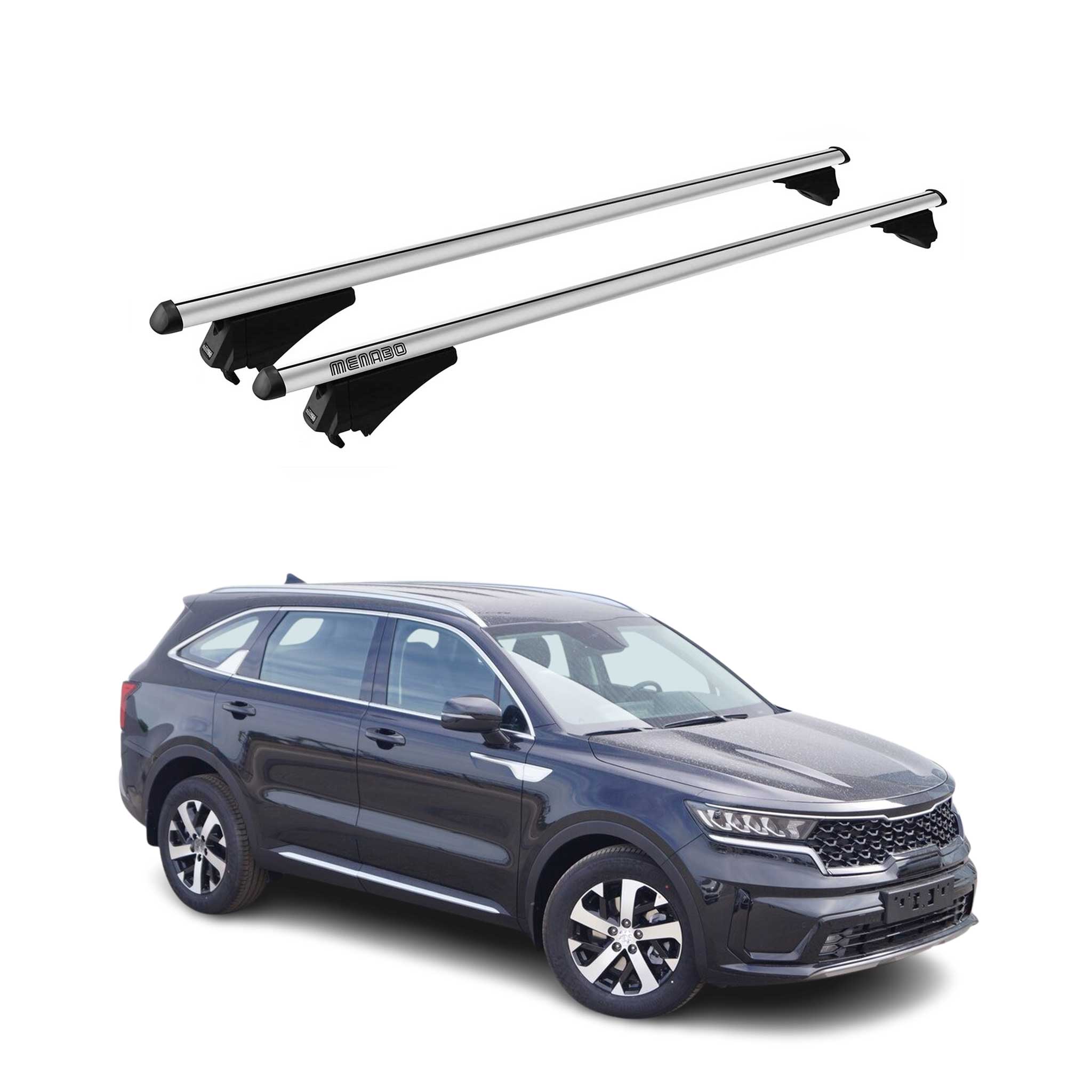 Menabo Barras de Techo Coche Baca para Kia Sorento Hybrid 2021-2026 Gris Alu 2x