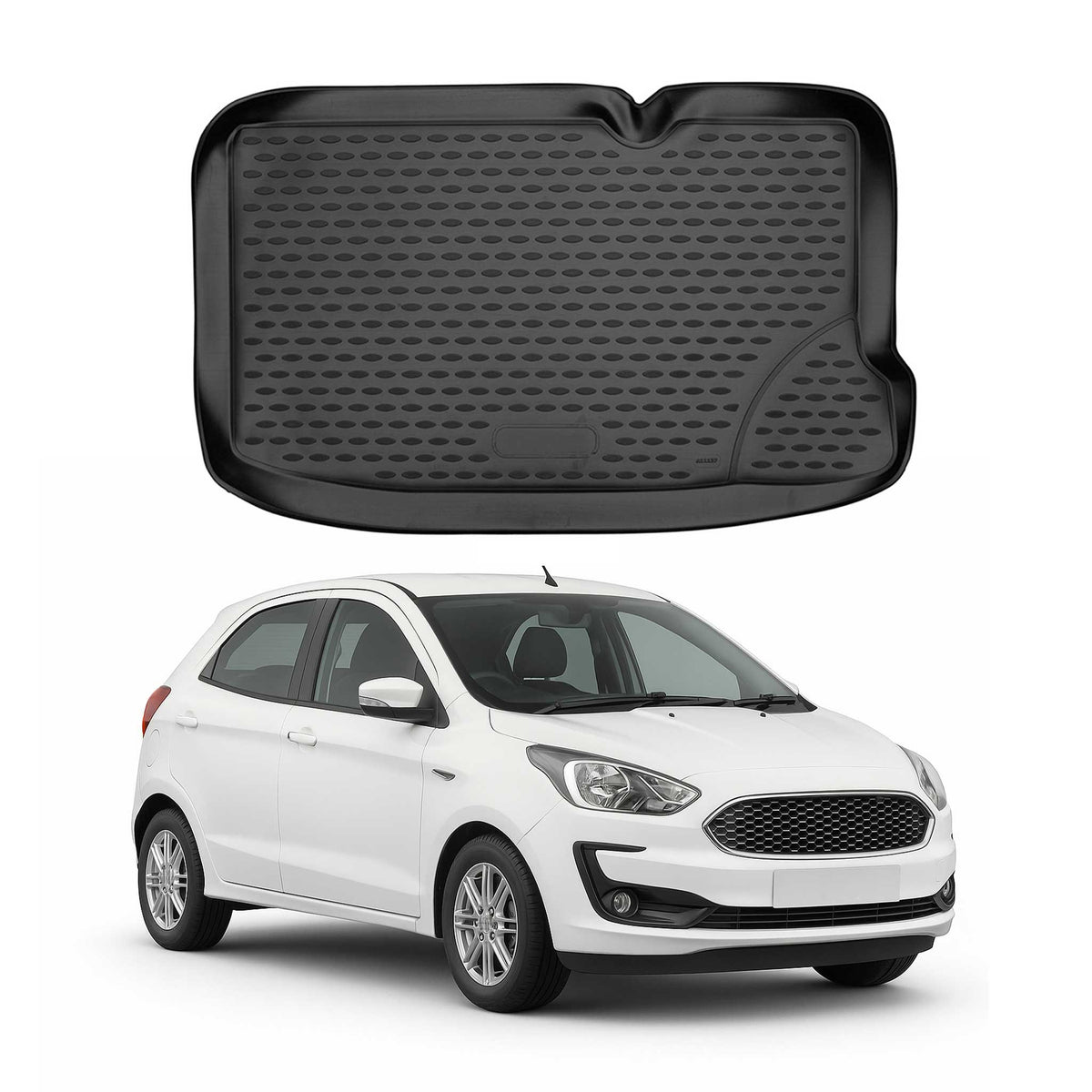 OMAC Bandeja Maletero Alfombrilla para Ford Ka+ 2015-2021 Negro Goma TPE 1Pza