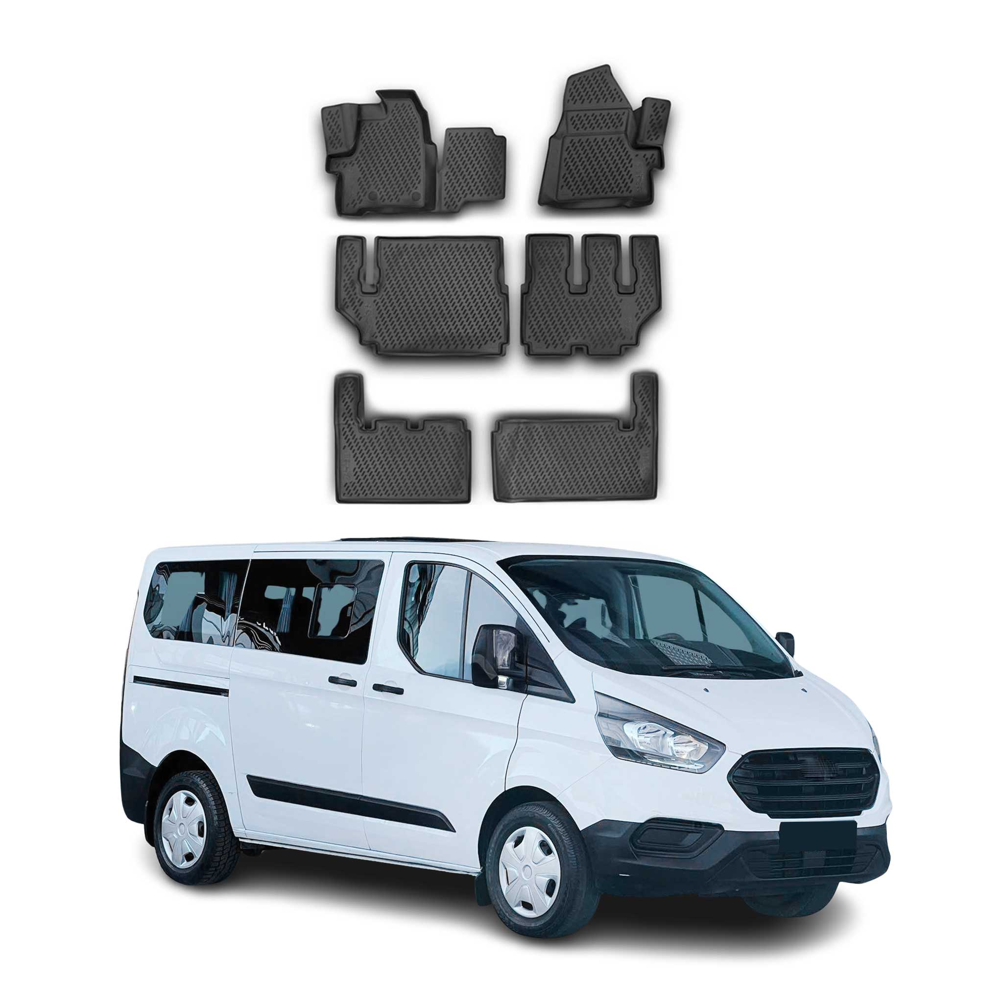 OMAC Alfombrillas Coche para Ford Tourneo Custom 2012-2024 Negro Goma TPE 6Pza