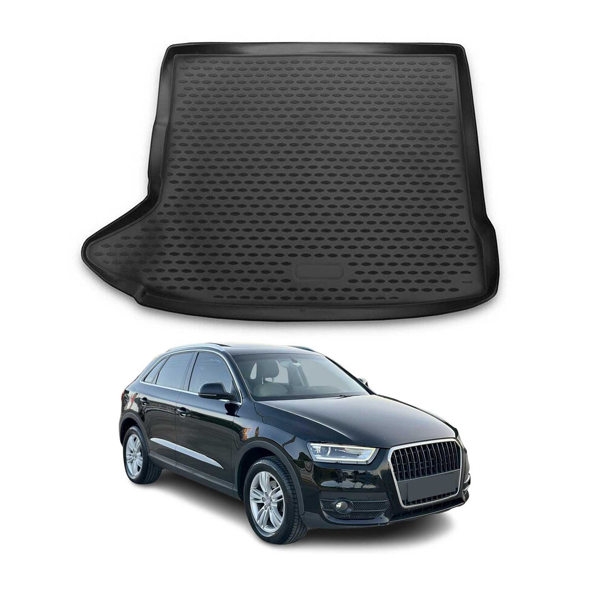 OMAC Bandeja Maletero Alfombrilla para Audi Q3 2011-2018 Negro Goma TPE 1Pza