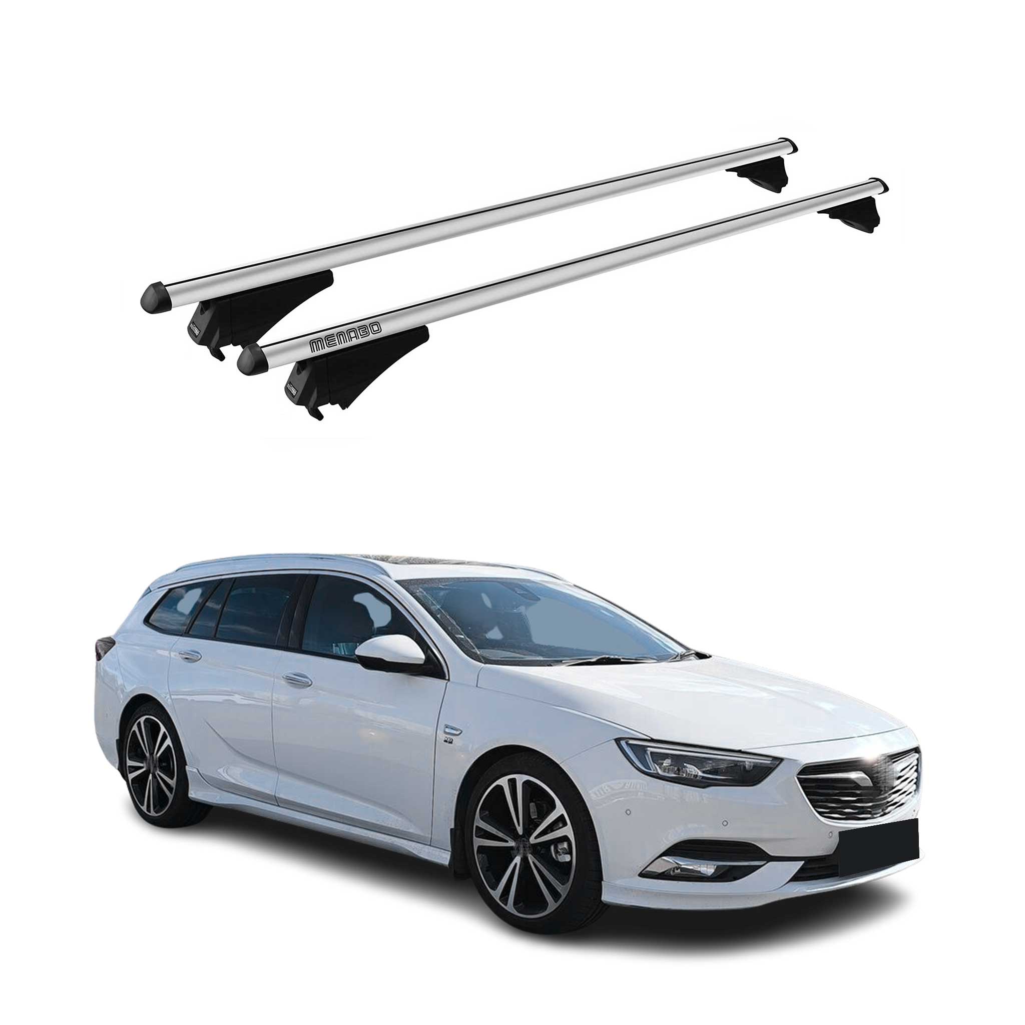 Menabo Barras de Techo Coche Baca para Opel Insignia Sports Tourer 2017-22 Gris