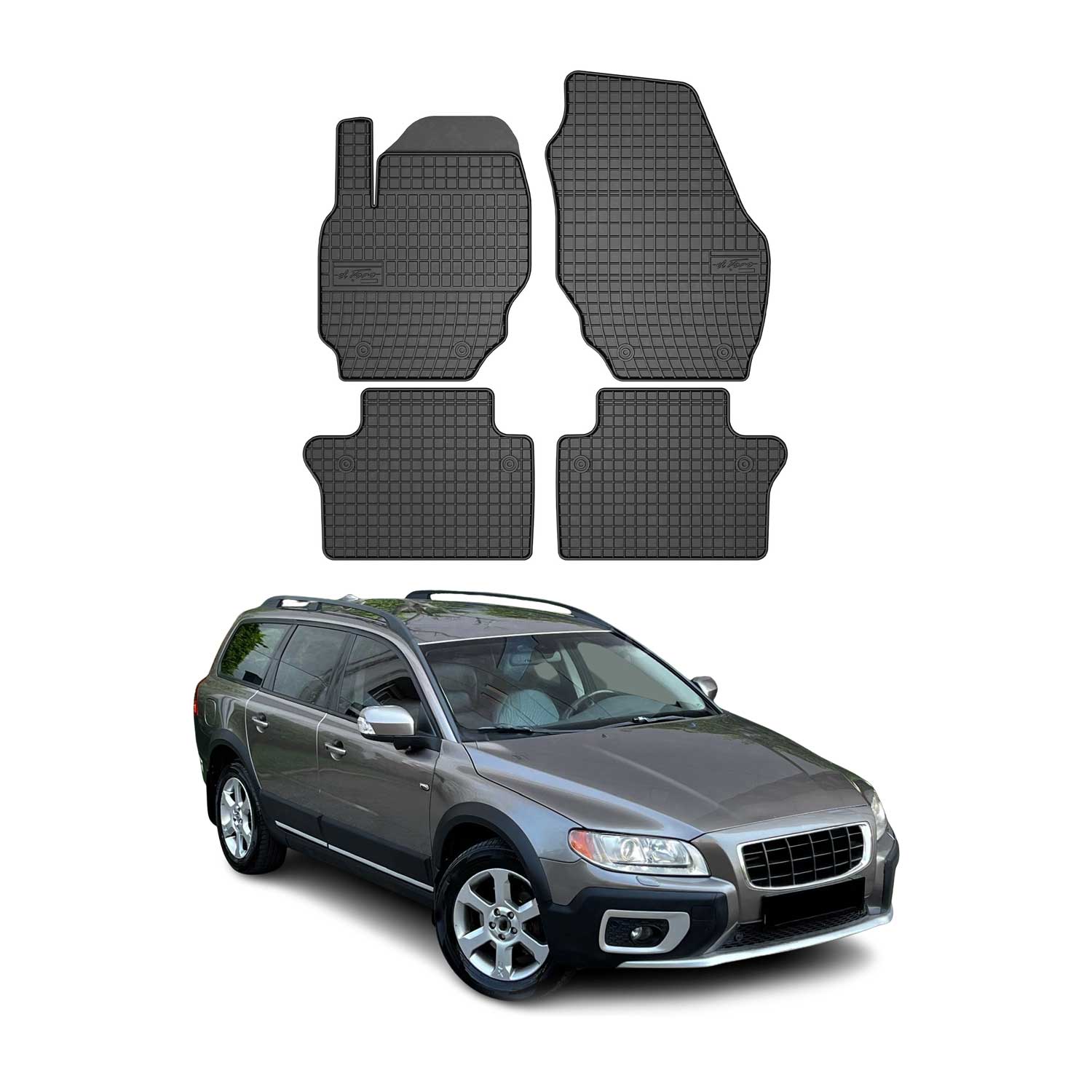 OMAC Alfombrillas De Coche para Volvo XC70 2007-2016 Negro Goma TPE 4Pza