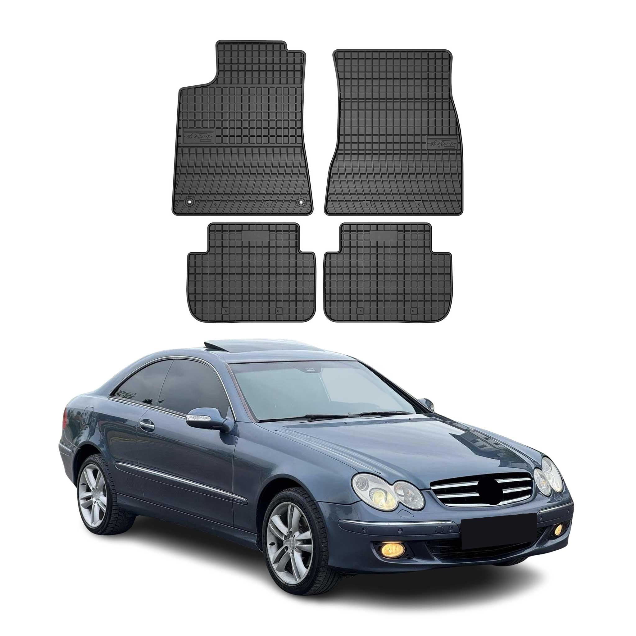 OMAC Alfombrillas Coche para Mercedes CLK Class C209 2002-2009 Negro Goma 4Pza
