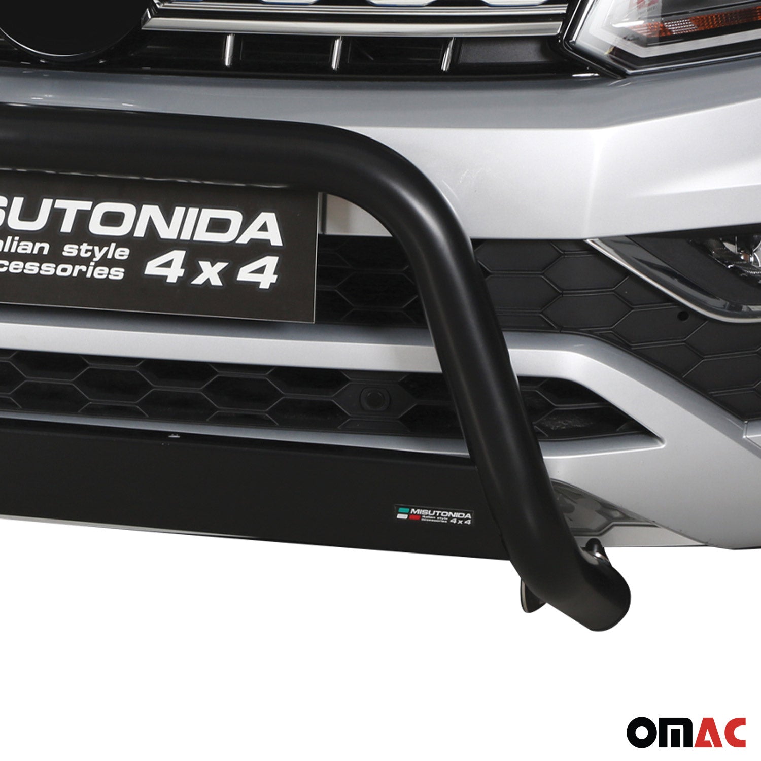 Bull Barra Frontal para VW Amarok V6 2016-2025 Negro Brillante Acero 1Pza