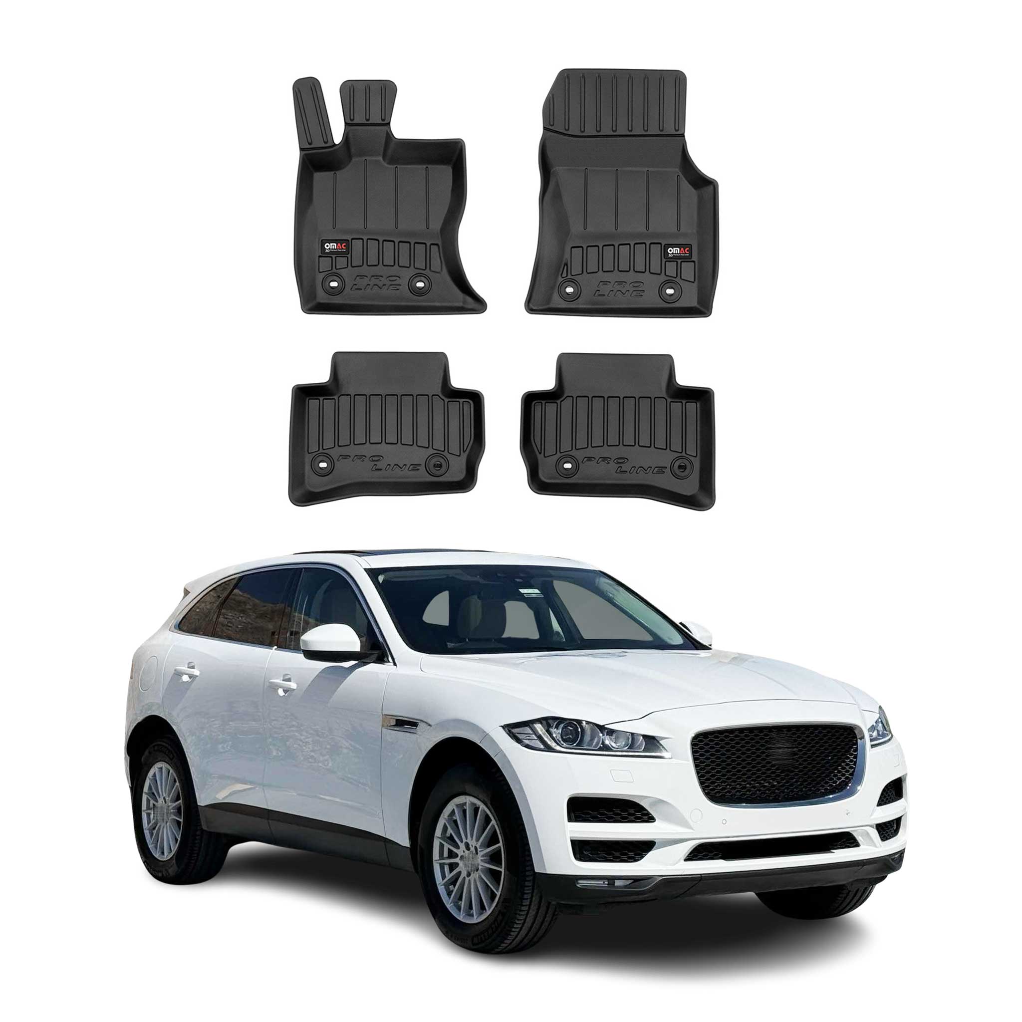 OMAC Premium Alfombrillas De Coche para Jaguar F-Pace 2015-2025 TPE Goma 4x